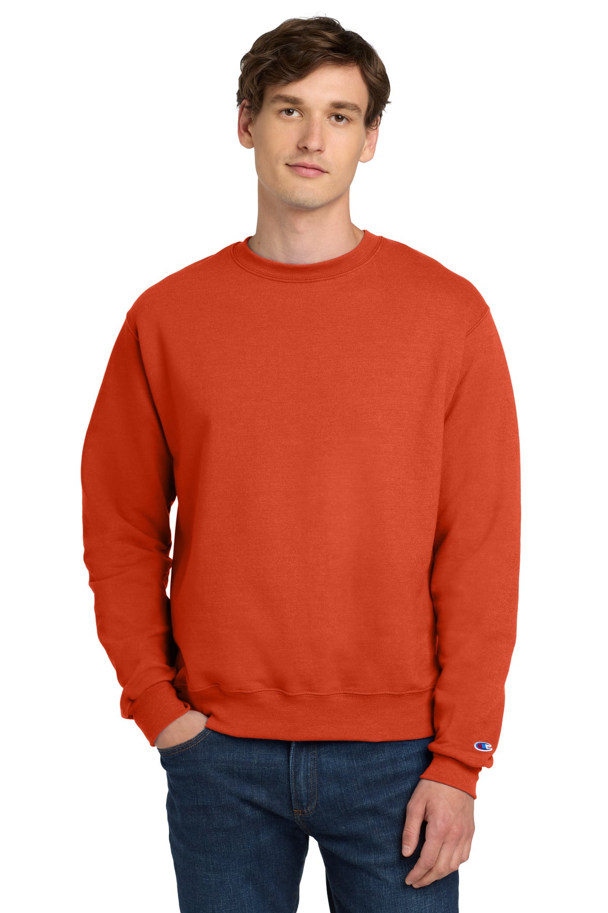 Custom logo Champion®  Powerblend® Crewneck Sweatshirt. S6000 in Orange
