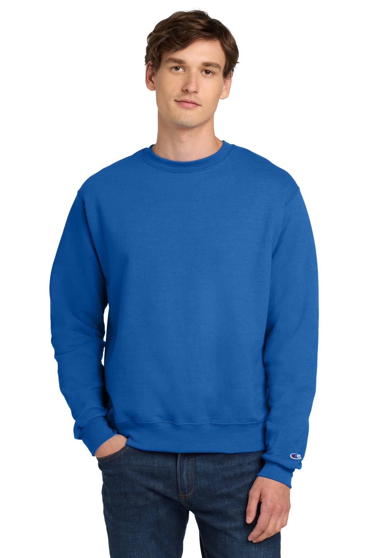 Custom logo Champion®  Powerblend® Crewneck Sweatshirt. S6000 in Royal Blue