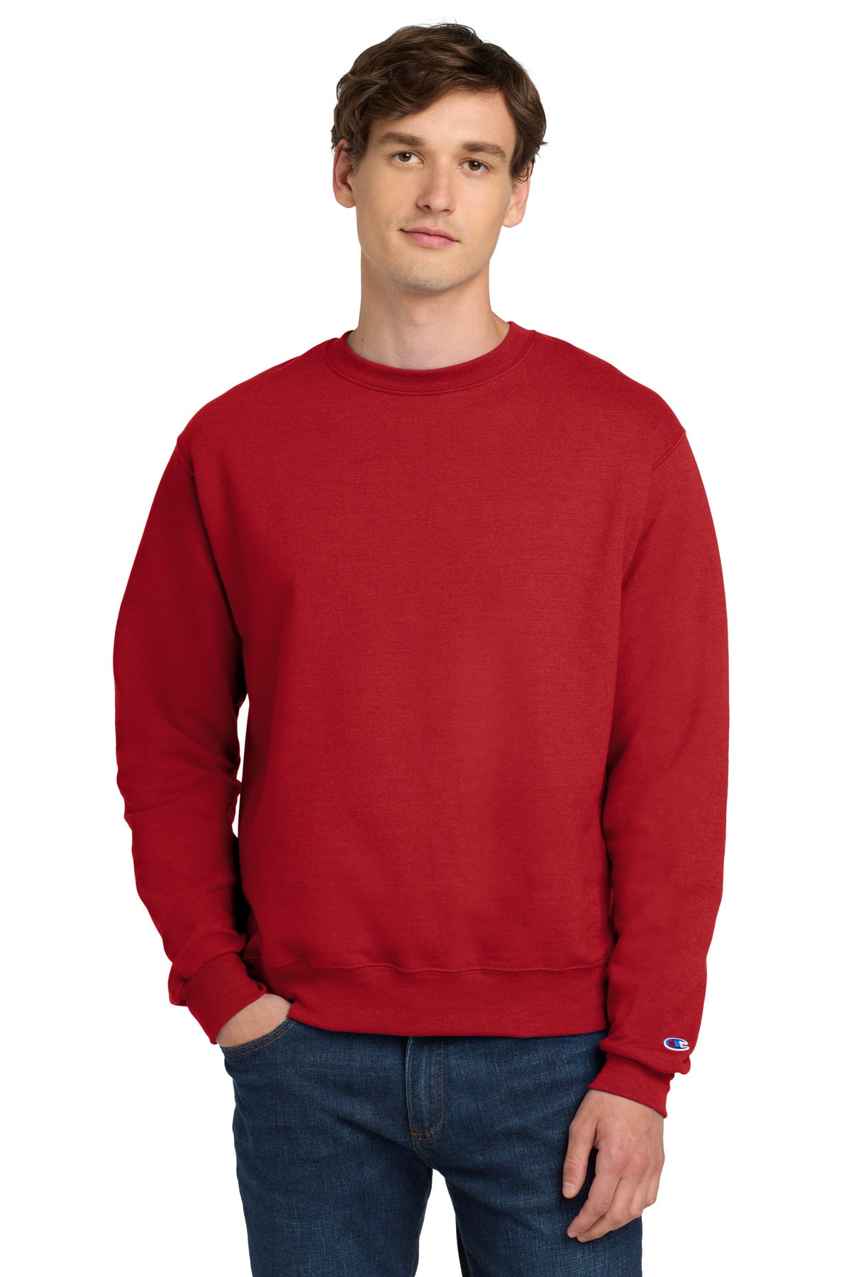 Custom logo Champion®  Powerblend® Crewneck Sweatshirt. S6000 in Scarlet