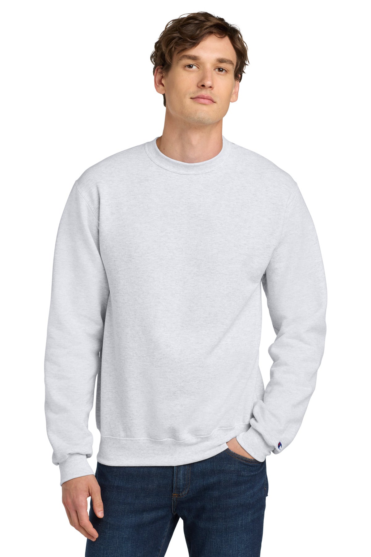 Custom logo Champion®  Powerblend® Crewneck Sweatshirt. S6000 in Silver Grey
