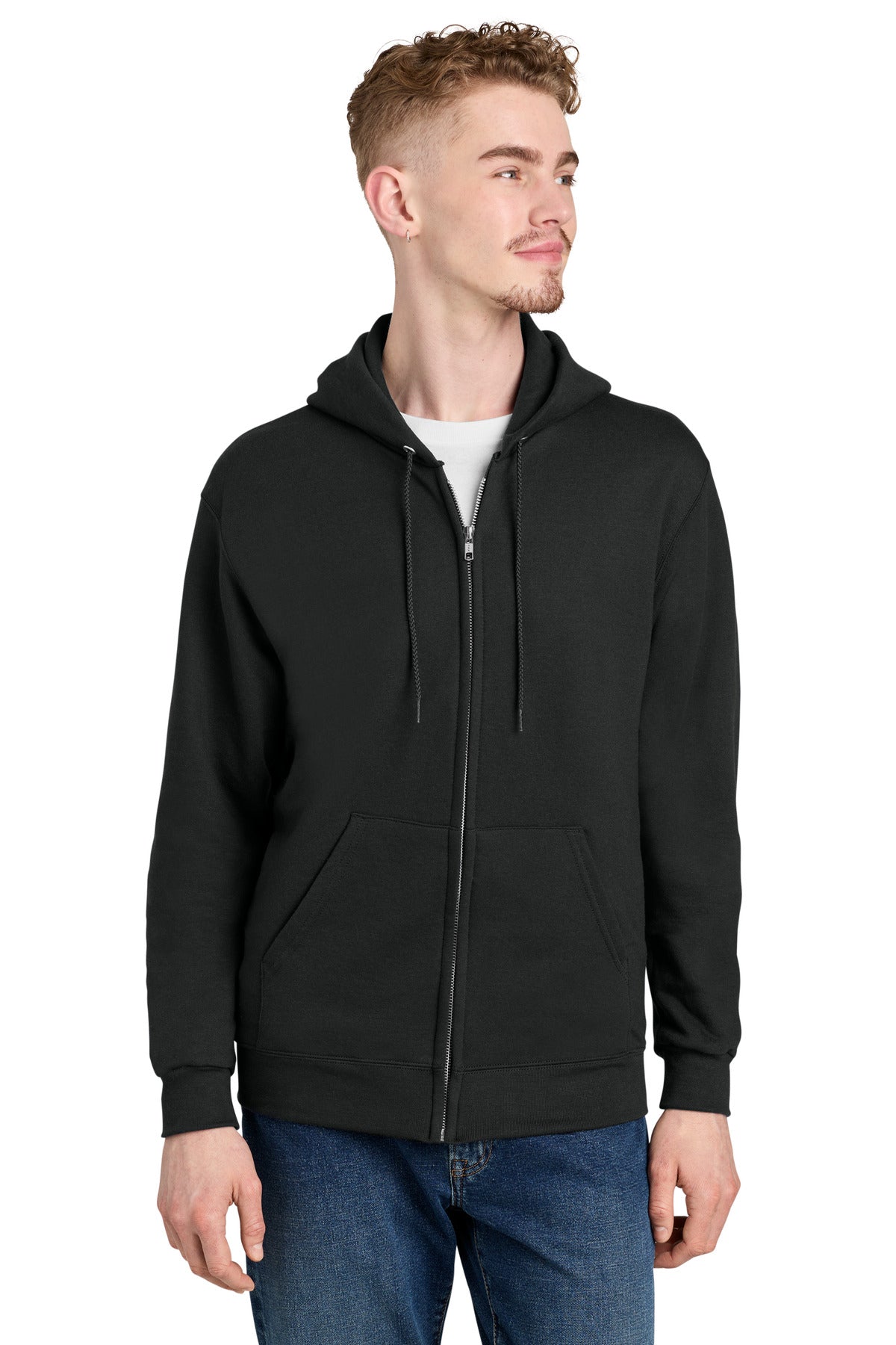 Custom logo Champion® Powerblend® Full-Zip Hoodie. S800 in Black