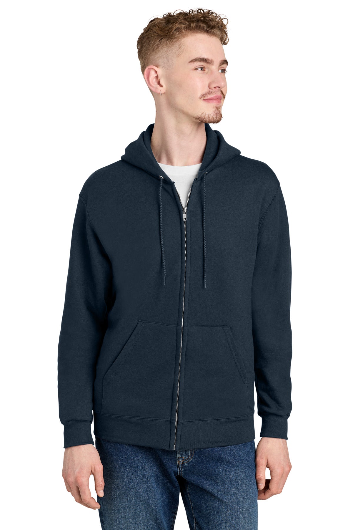 Custom logo Champion® Powerblend® Full-Zip Hoodie. S800 in Navy