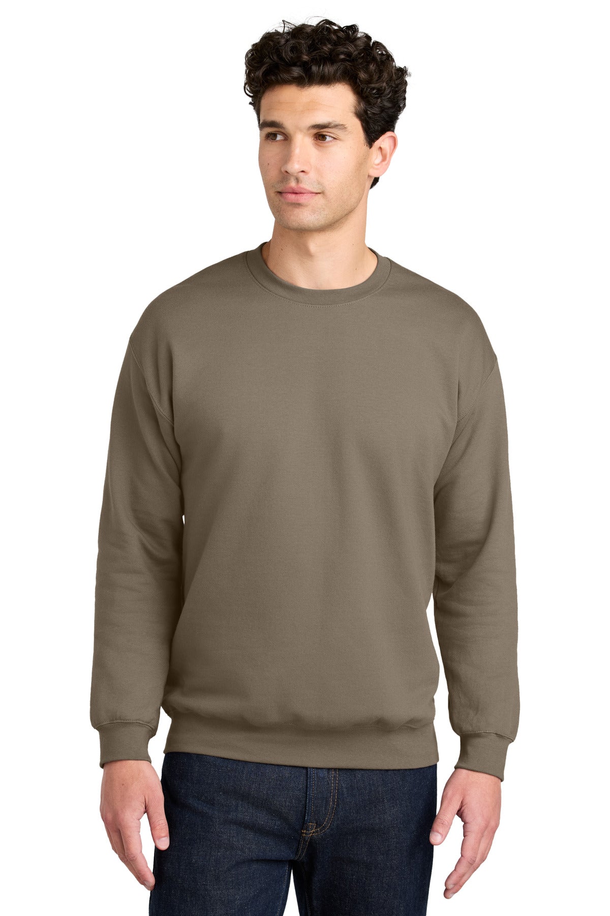 Custom logo Gildan® Softstyle® Crewneck Sweatshirt SF000 in Brown Savana