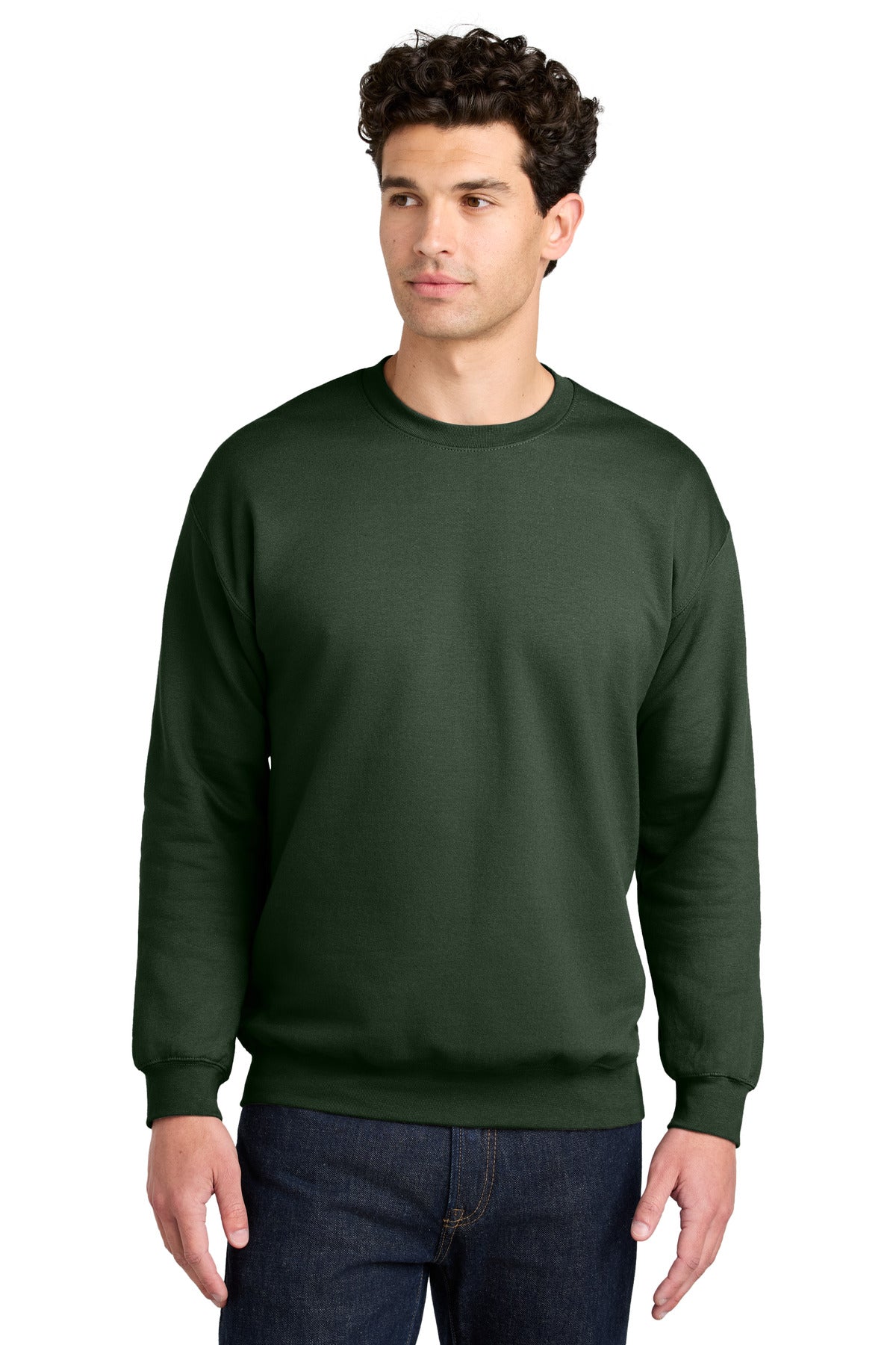 Custom logo Gildan® Softstyle® Crewneck Sweatshirt SF000 in Forest Green