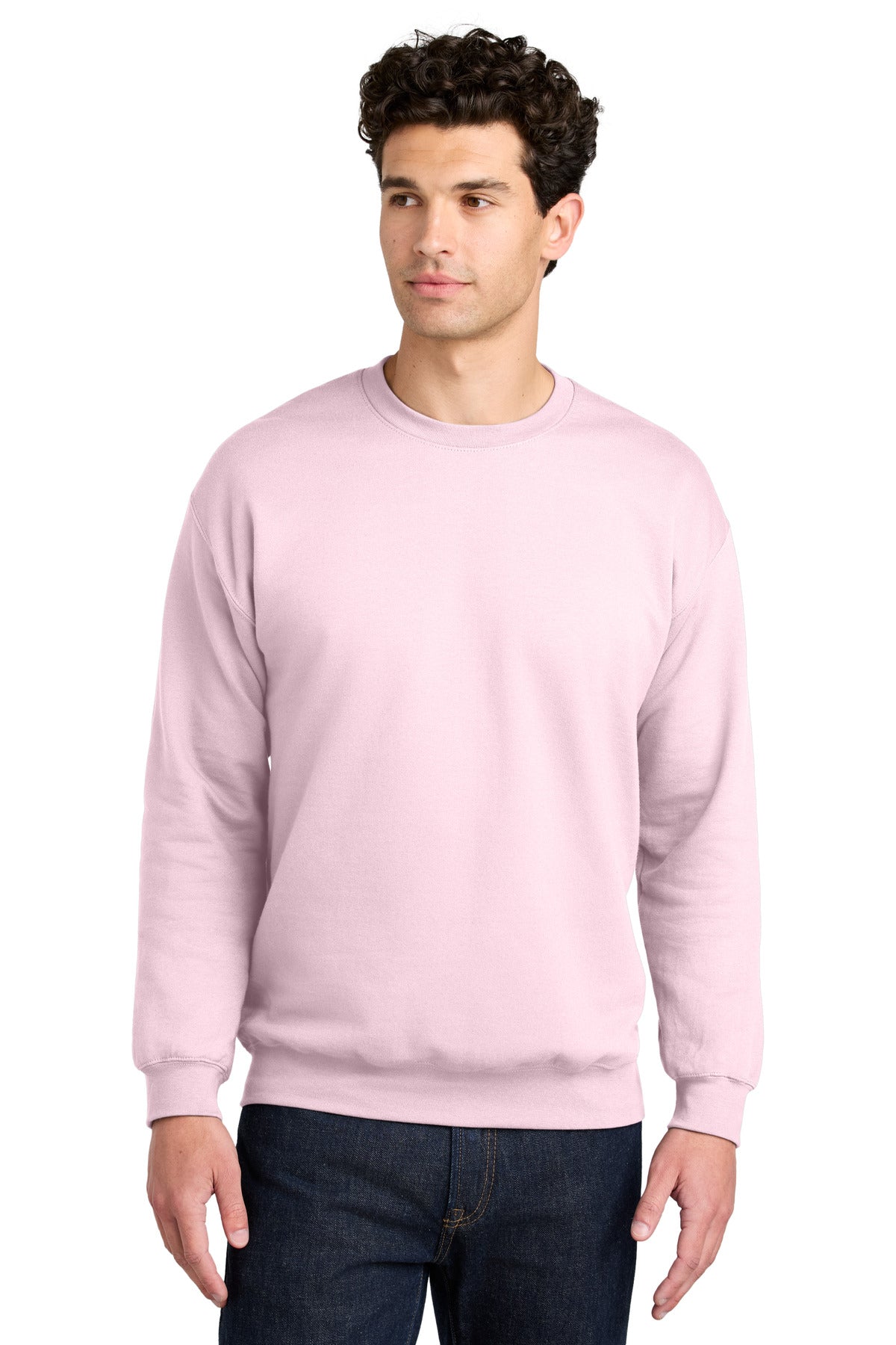 Custom logo Gildan® Softstyle® Crewneck Sweatshirt SF000 in Light Pink