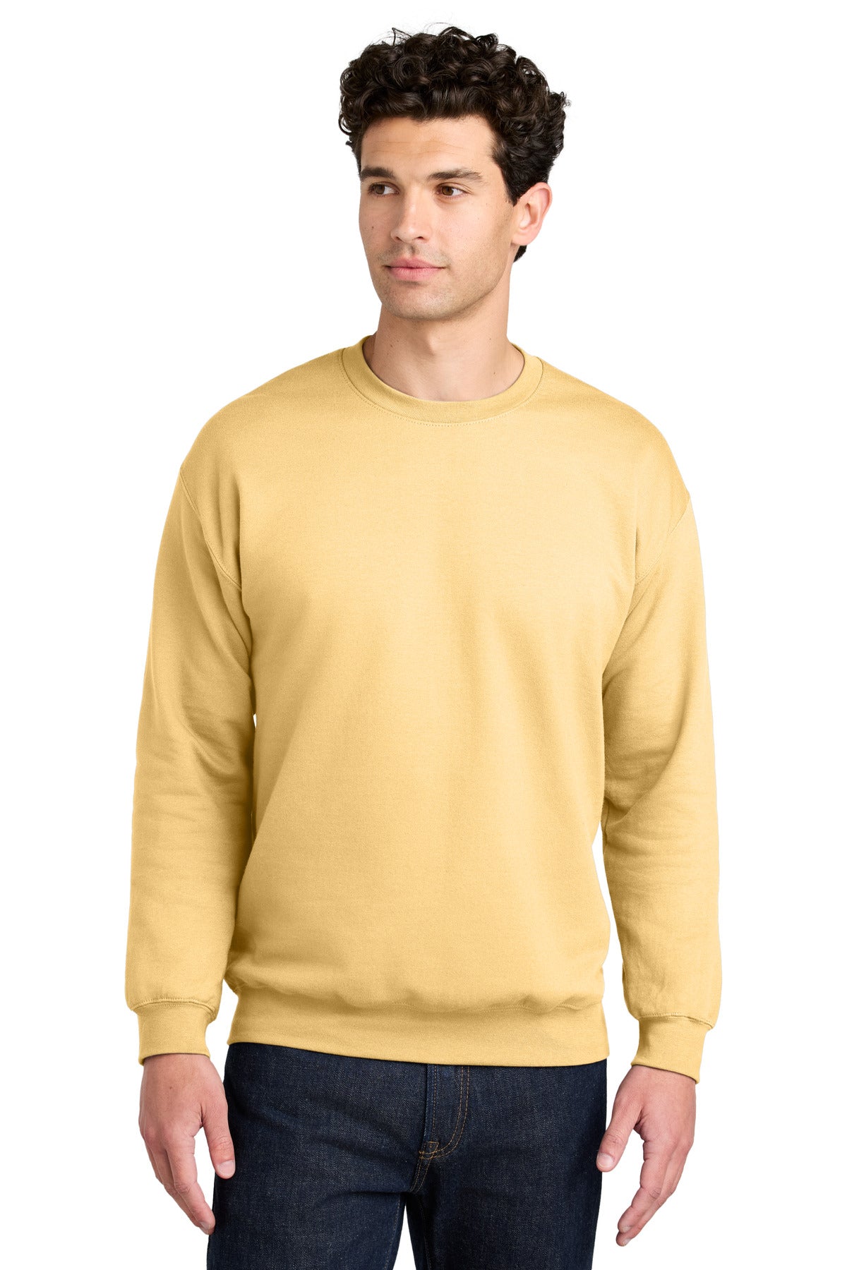 Custom logo Gildan® Softstyle® Crewneck Sweatshirt SF000 in Yellow Haze