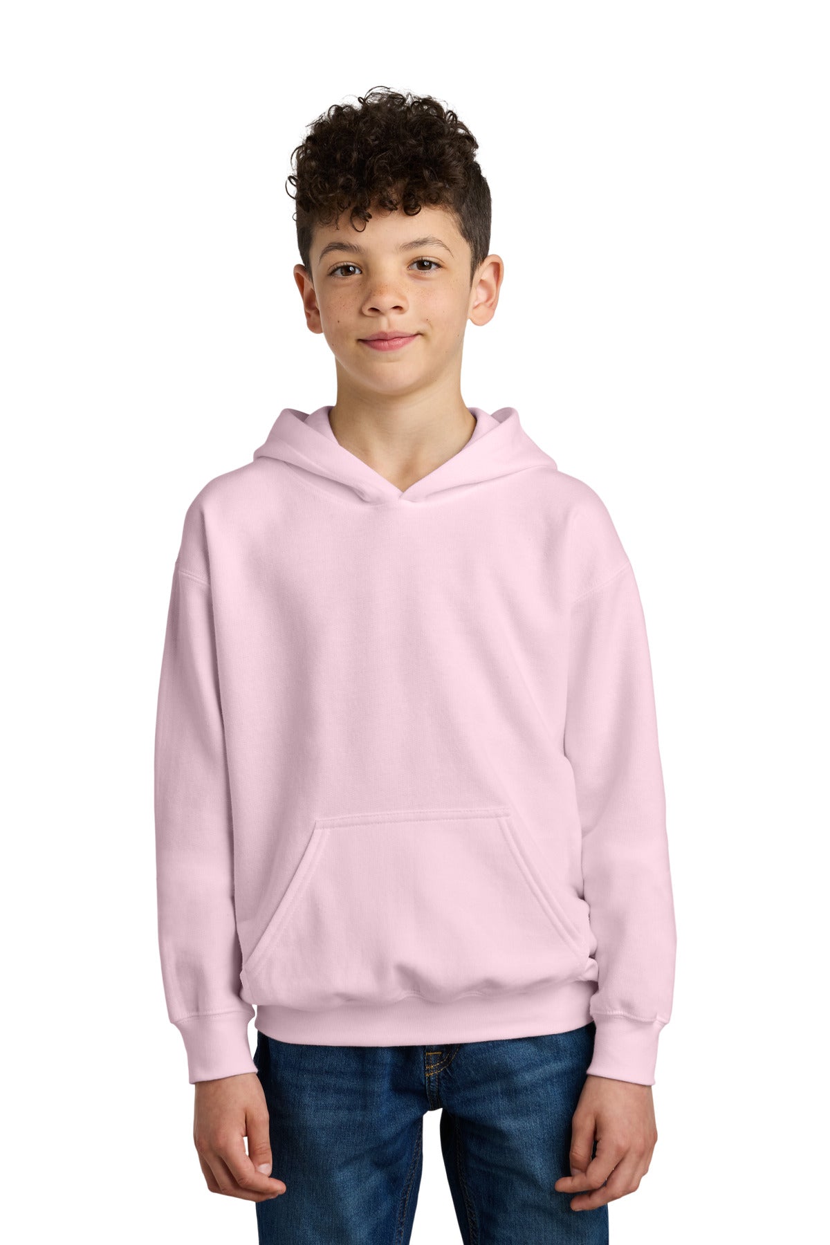 Custom logo Gildan® Youth Softstyle® Midweight Fleece Hoodie SF500B in Light Pink