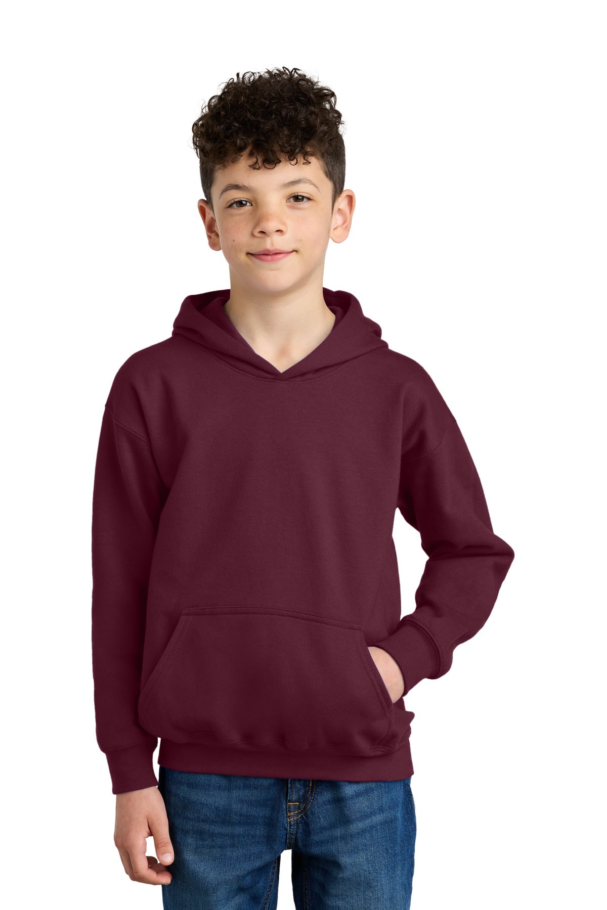 Custom logo Gildan® Youth Softstyle® Midweight Fleece Hoodie SF500B in Maroon