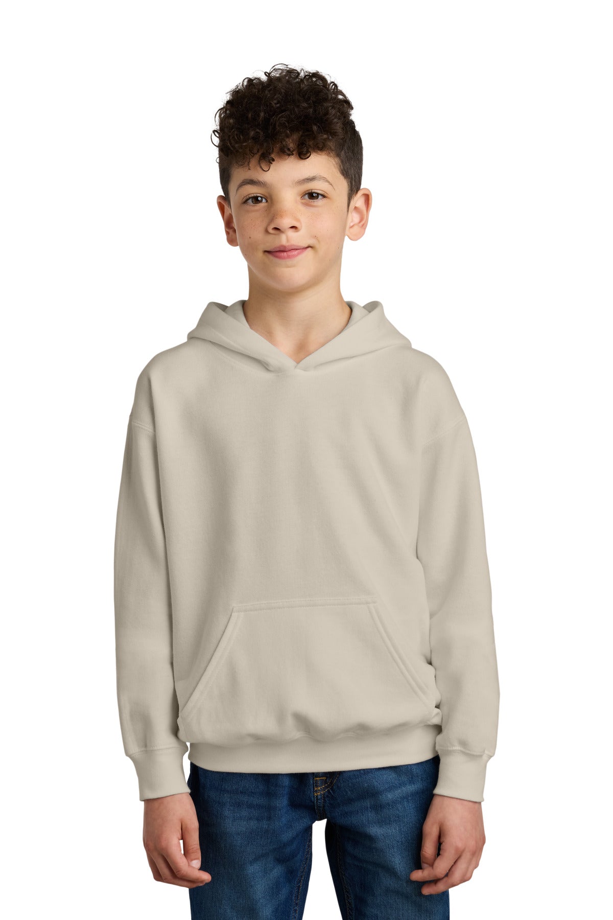 Custom logo Gildan® Youth Softstyle® Midweight Fleece Hoodie SF500B in Sand