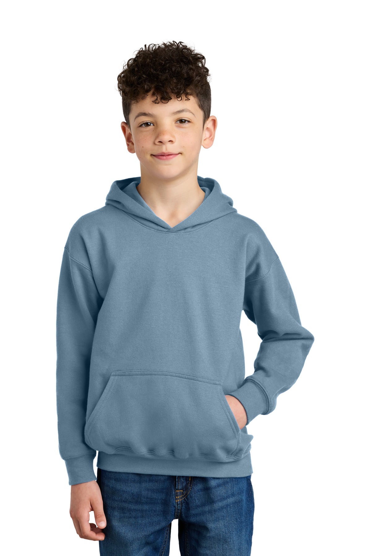 Custom logo Gildan® Youth Softstyle® Midweight Fleece Hoodie SF500B in Stone Blue