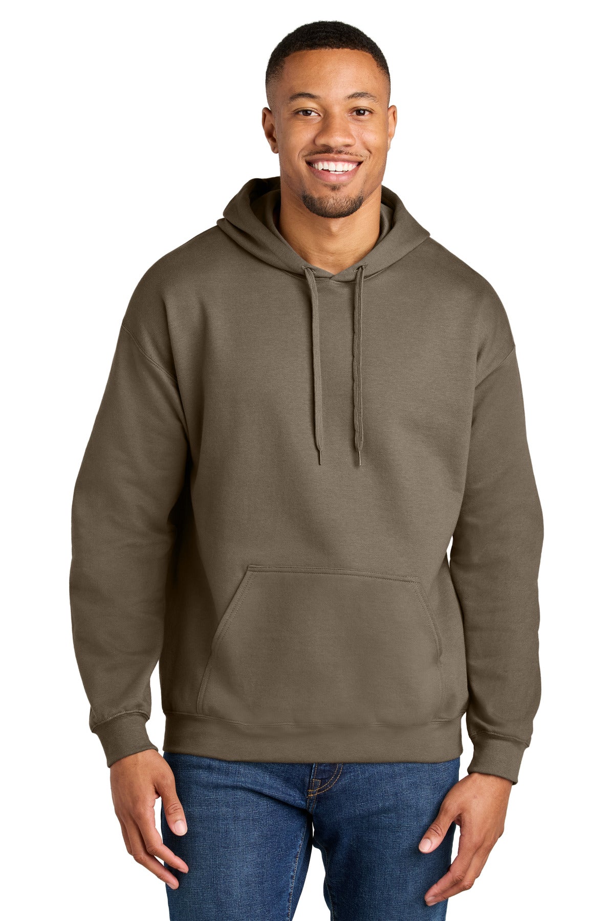 Custom logo Gildan® Softstyle® Midweight Pullover Hooded Sweatshirt SF500 in Brown Savana