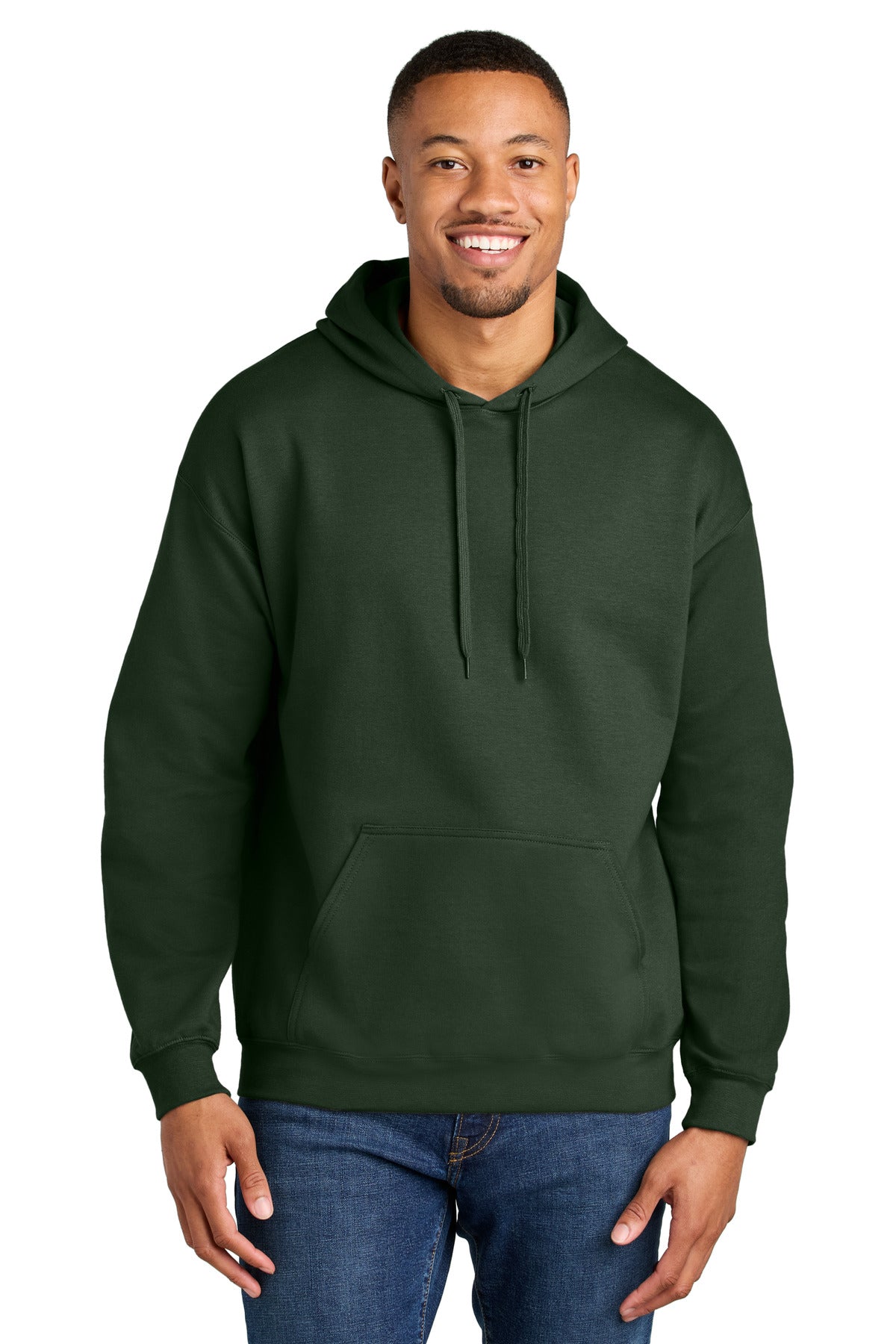 Custom logo Gildan® Softstyle® Midweight Pullover Hooded Sweatshirt SF500 in Forest Green