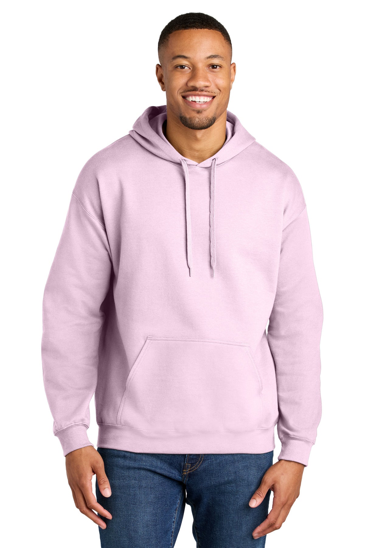 Custom logo Gildan® Softstyle® Midweight Pullover Hooded Sweatshirt SF500 in Light Pink