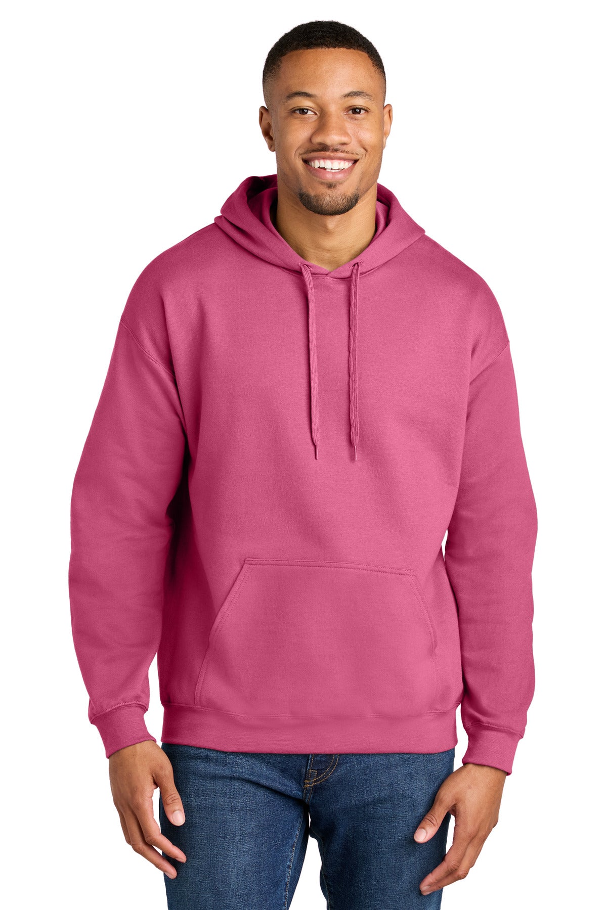 Custom logo Gildan® Softstyle® Midweight Pullover Hooded Sweatshirt SF500 in Pink Lemonade