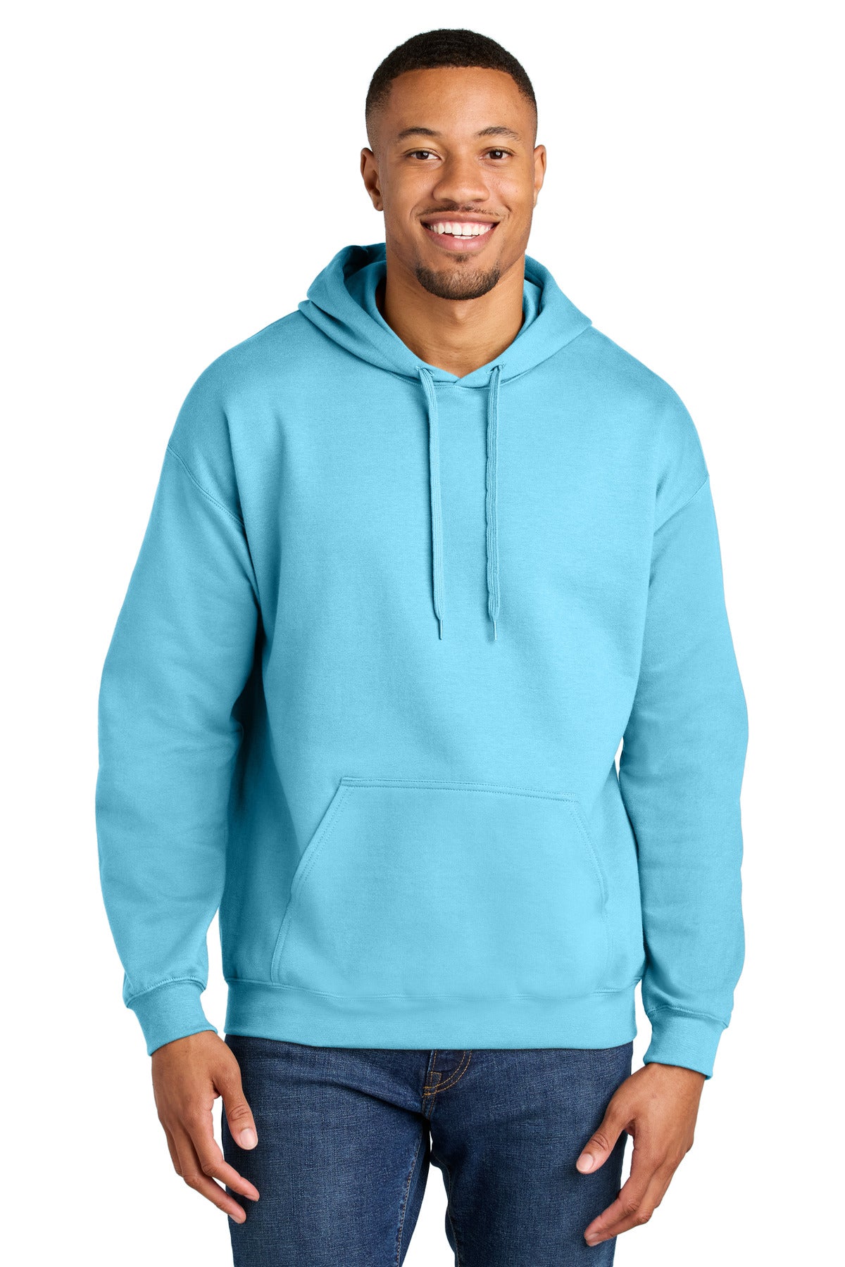 Custom logo Gildan® Softstyle® Midweight Pullover Hooded Sweatshirt SF500 in Sky