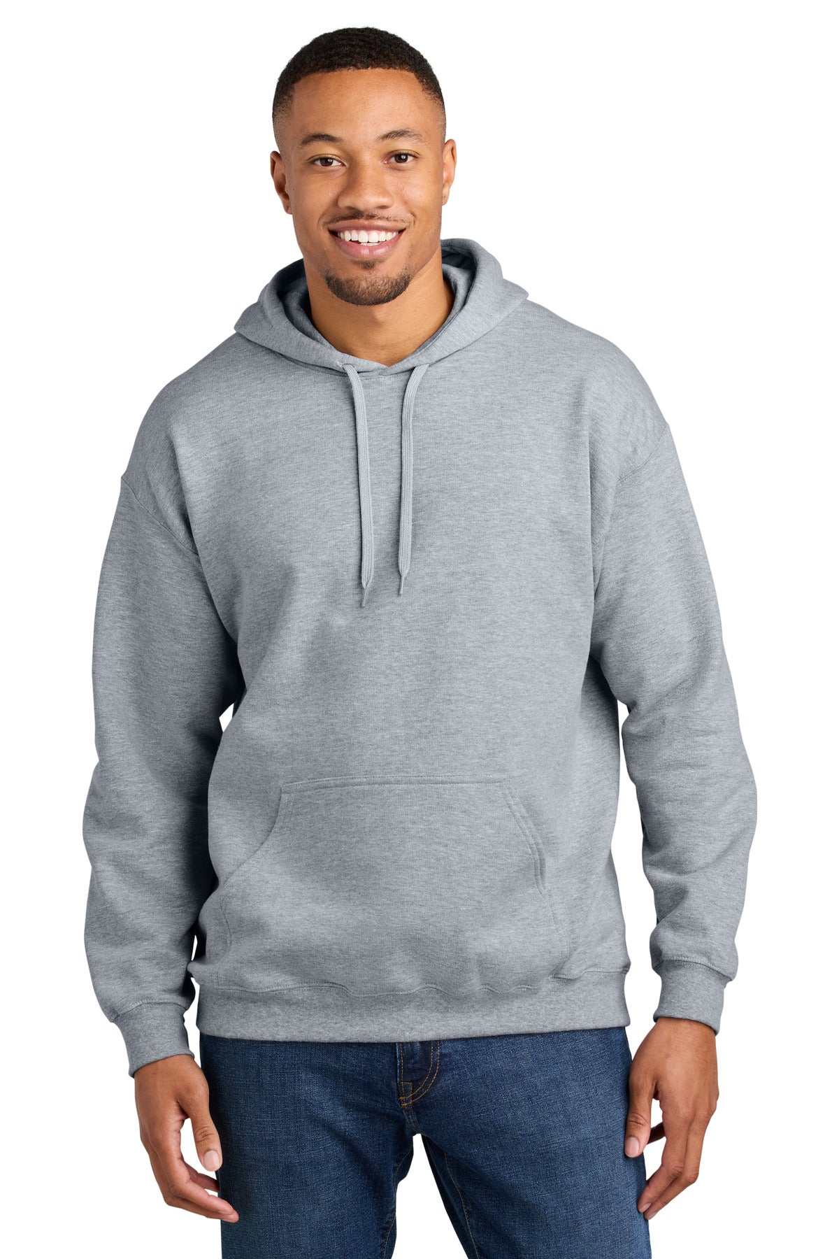 Custom logo Gildan® Softstyle® Midweight Pullover Hooded Sweatshirt SF500 in Ring Spun Sport Grey