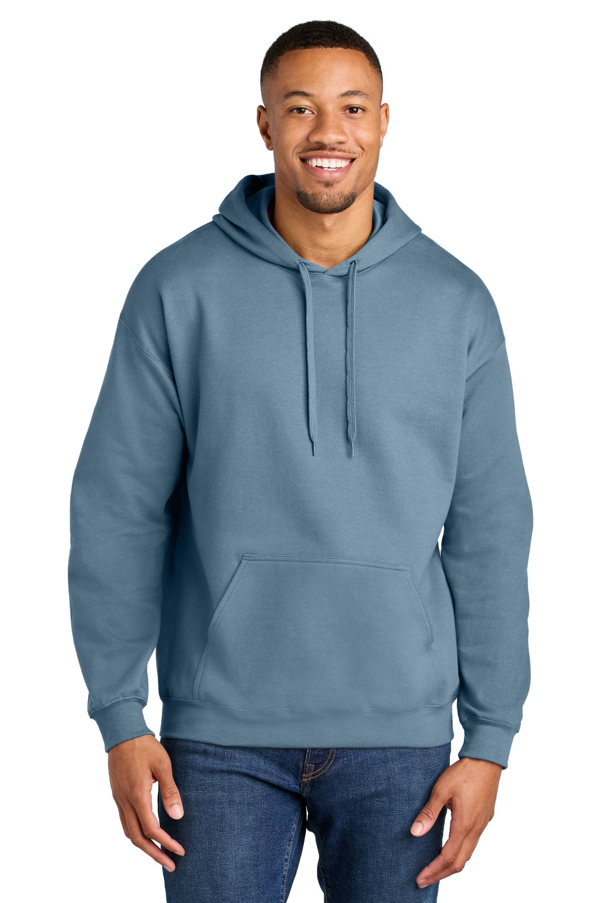 Custom logo Gildan® Softstyle® Midweight Pullover Hooded Sweatshirt SF500 in Stone Blue