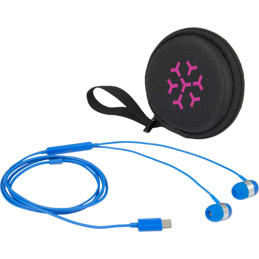 Custom logo ZipSound USB-C Wired Earbuds with Microphone