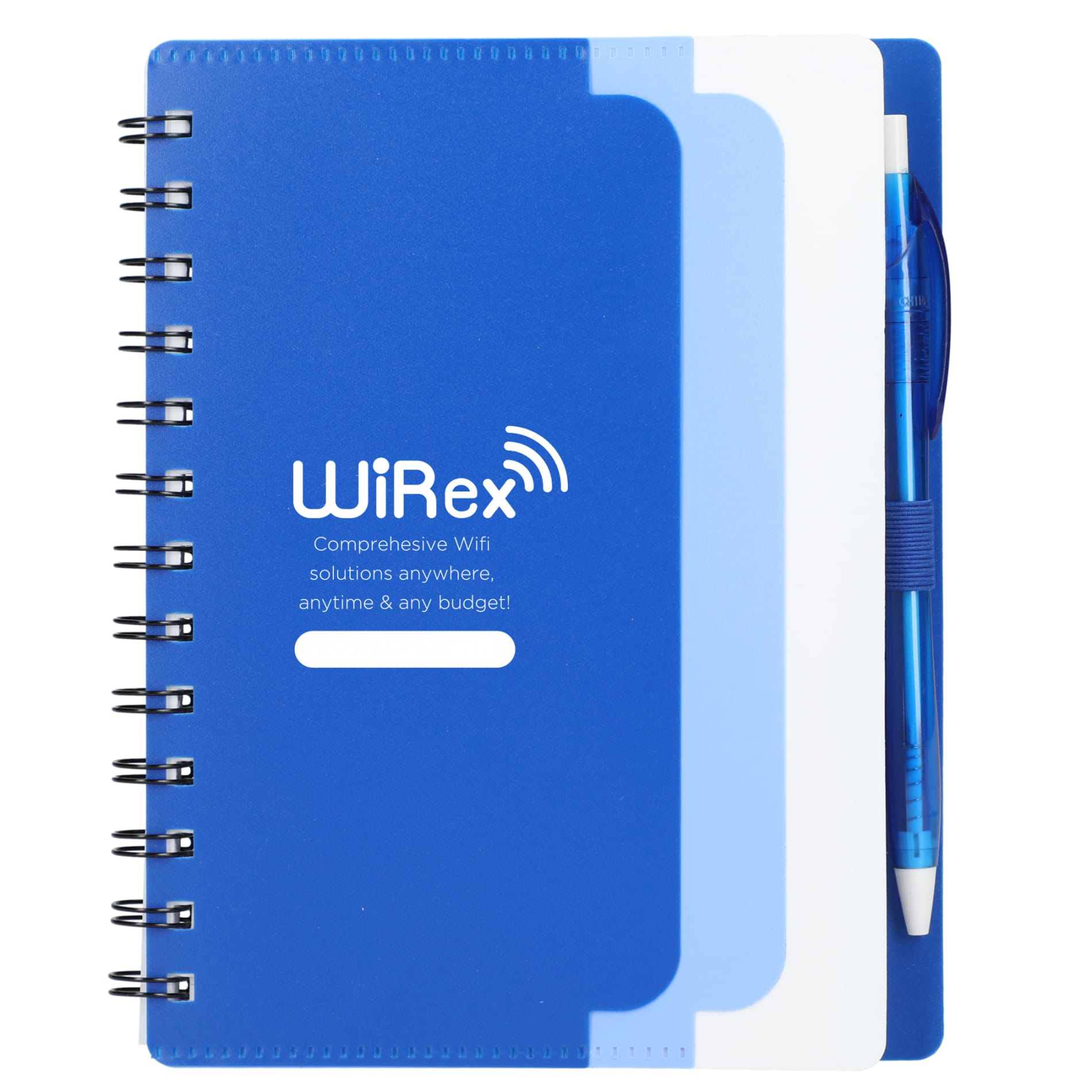 5" x 7" Recycled Dual Pocket Spiral Notebook w Pen