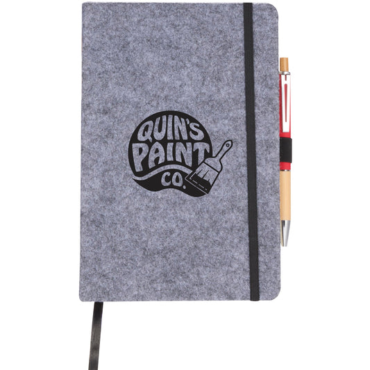 Custom logo THE GOODS™ 8" x 5.5" Recycled Felt Bound Notebook