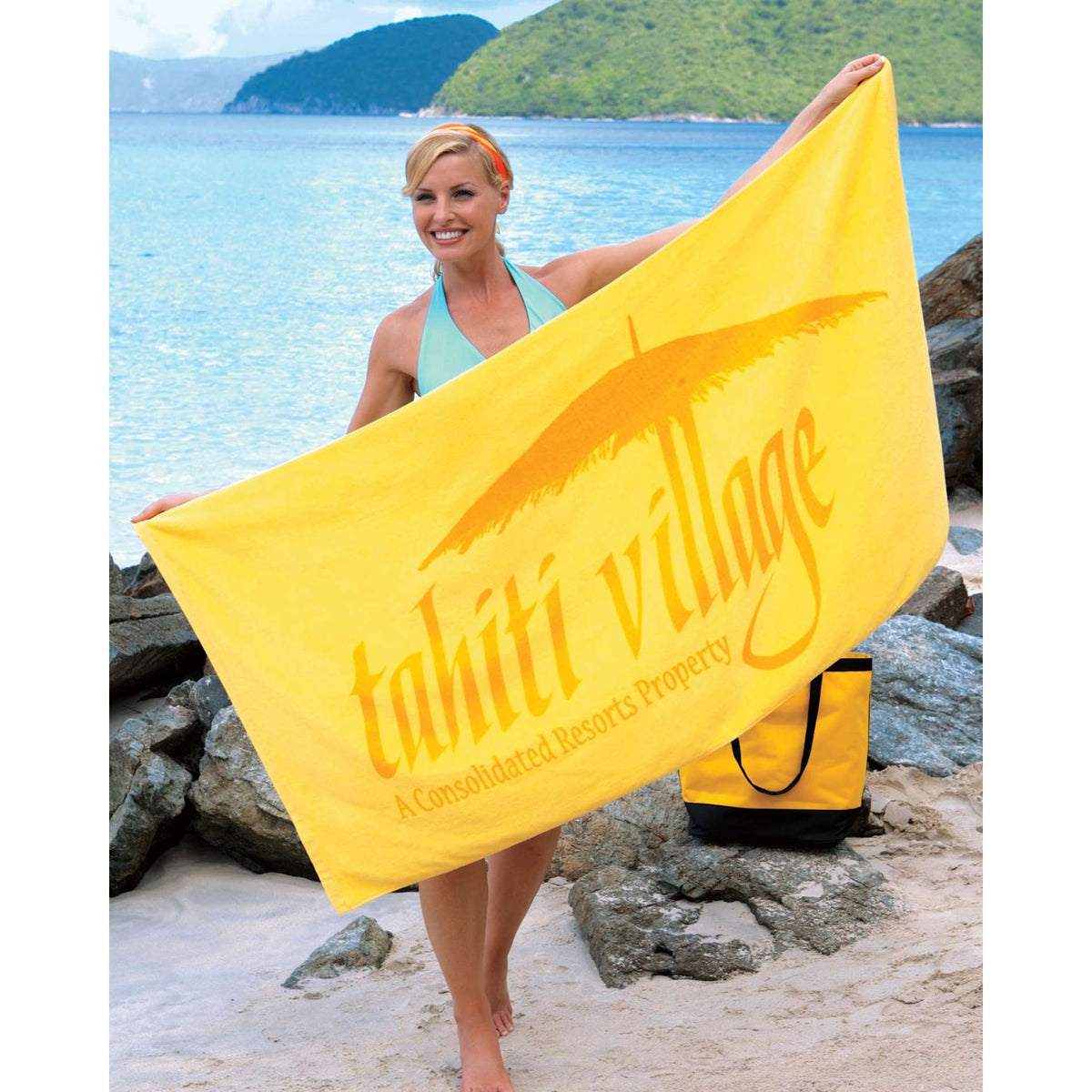 Custom logo Basic Weight Colored Beach Towel