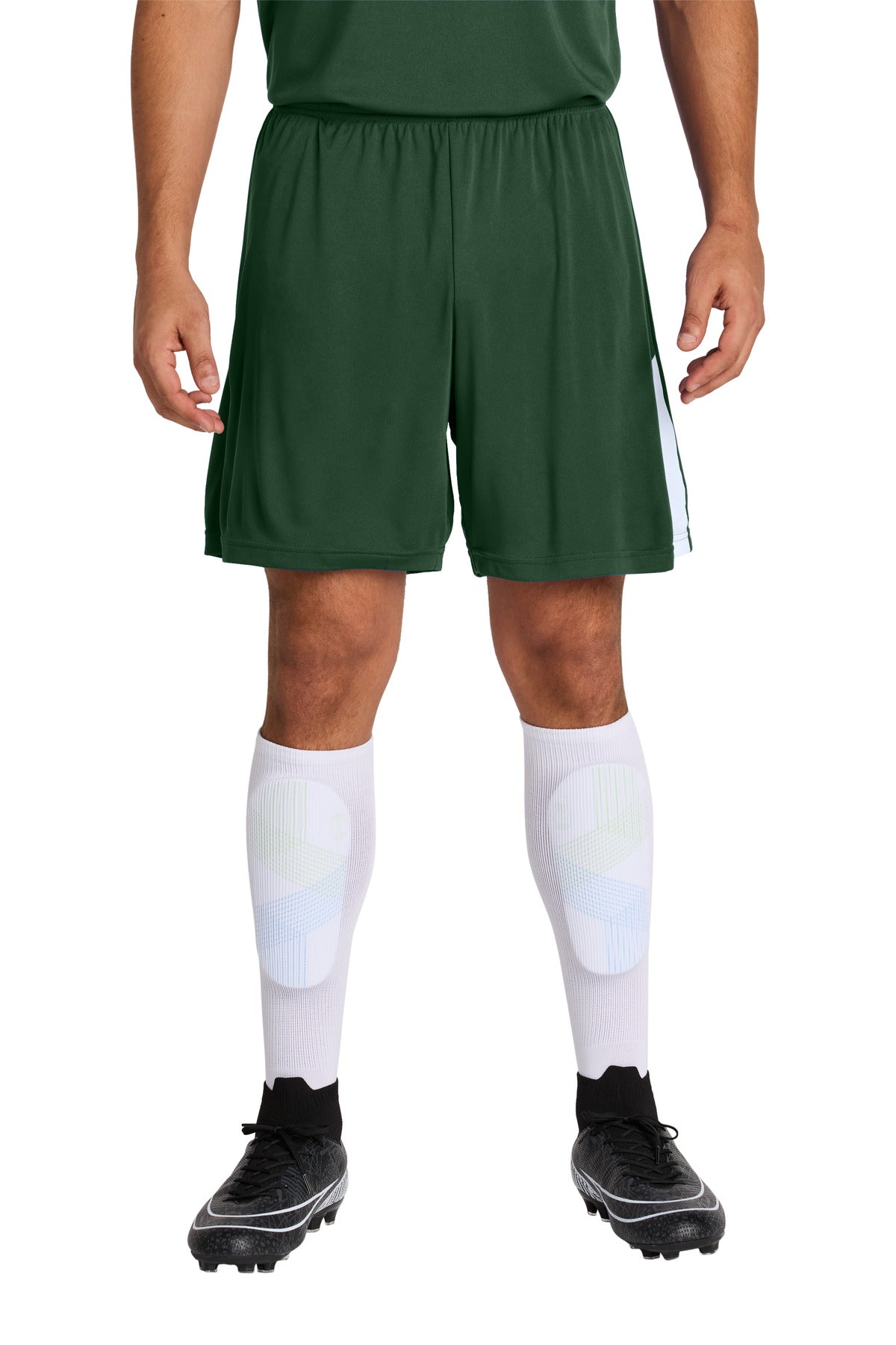 Custom logo Sport-Tek® Competitor™ United 7  Short ST103 in Forest Green/ White