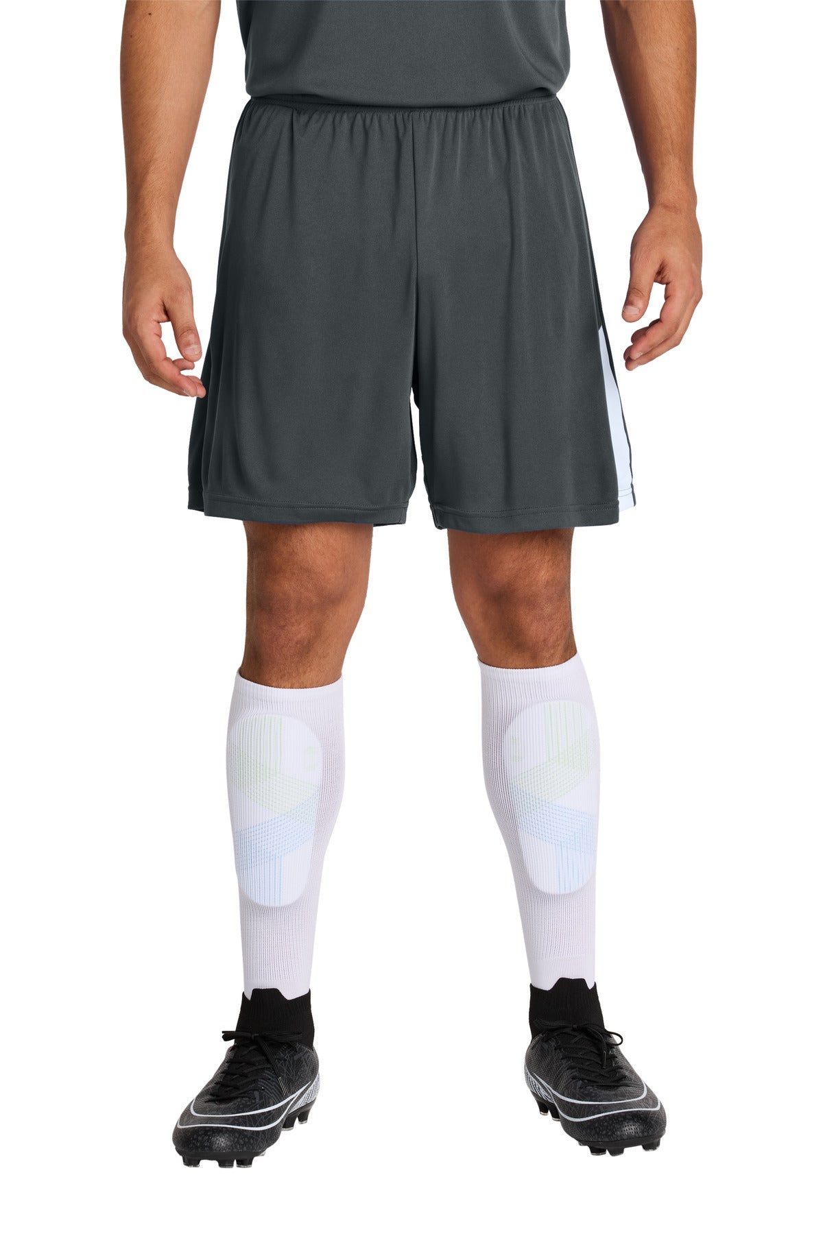 Custom logo Sport-Tek® Competitor™ United 7  Short ST103 in Iron Grey/ White