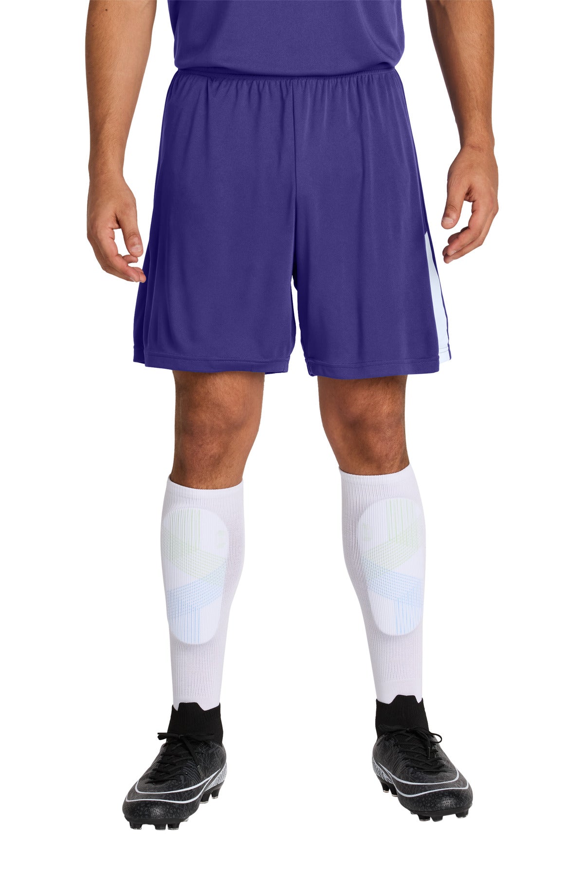 Custom logo Sport-Tek® Competitor™ United 7  Short ST103 in Purple/ White