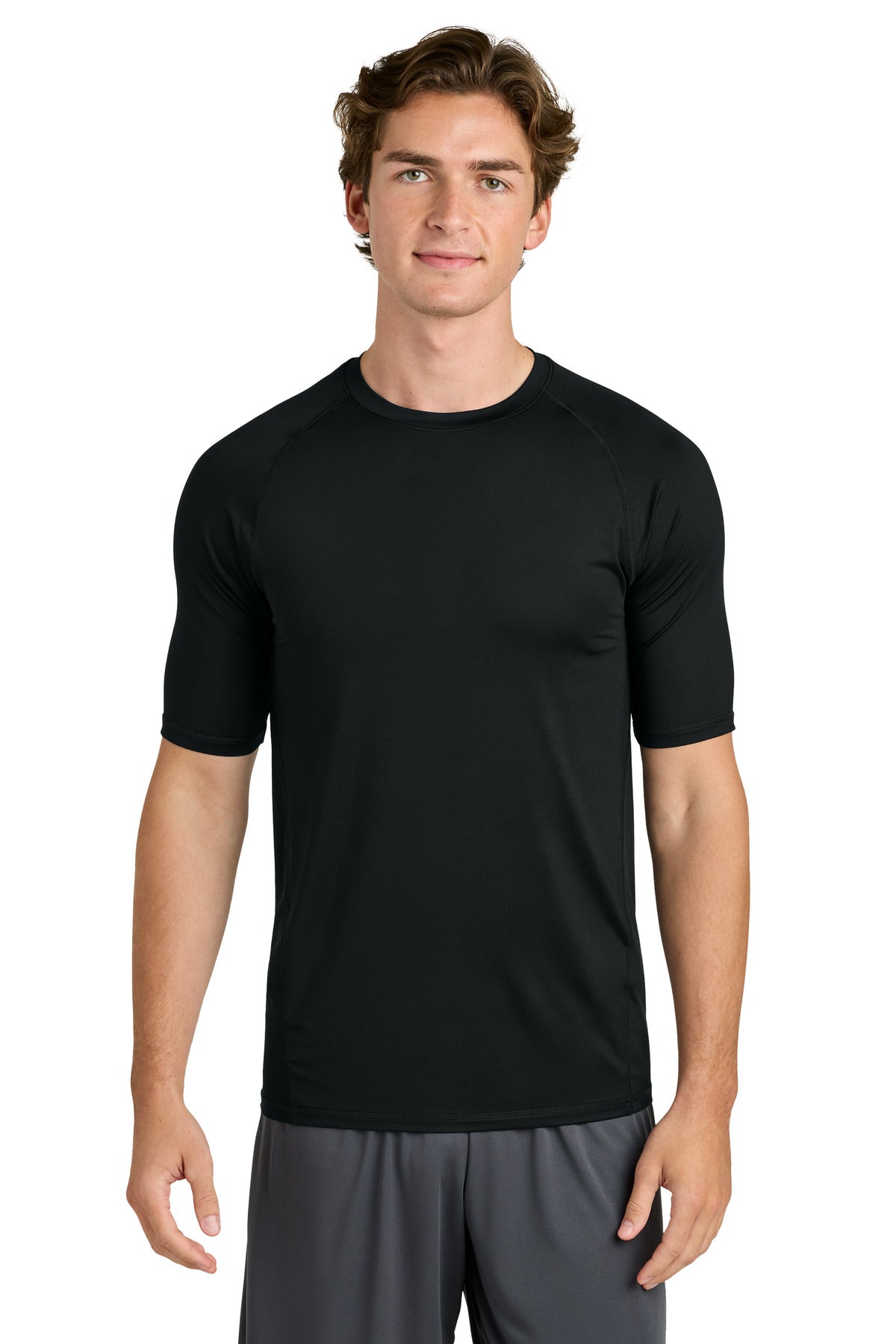 Custom logo Sport-Tek® PosiCharge® Compression 1/2-Sleeve Tee ST120 in Black