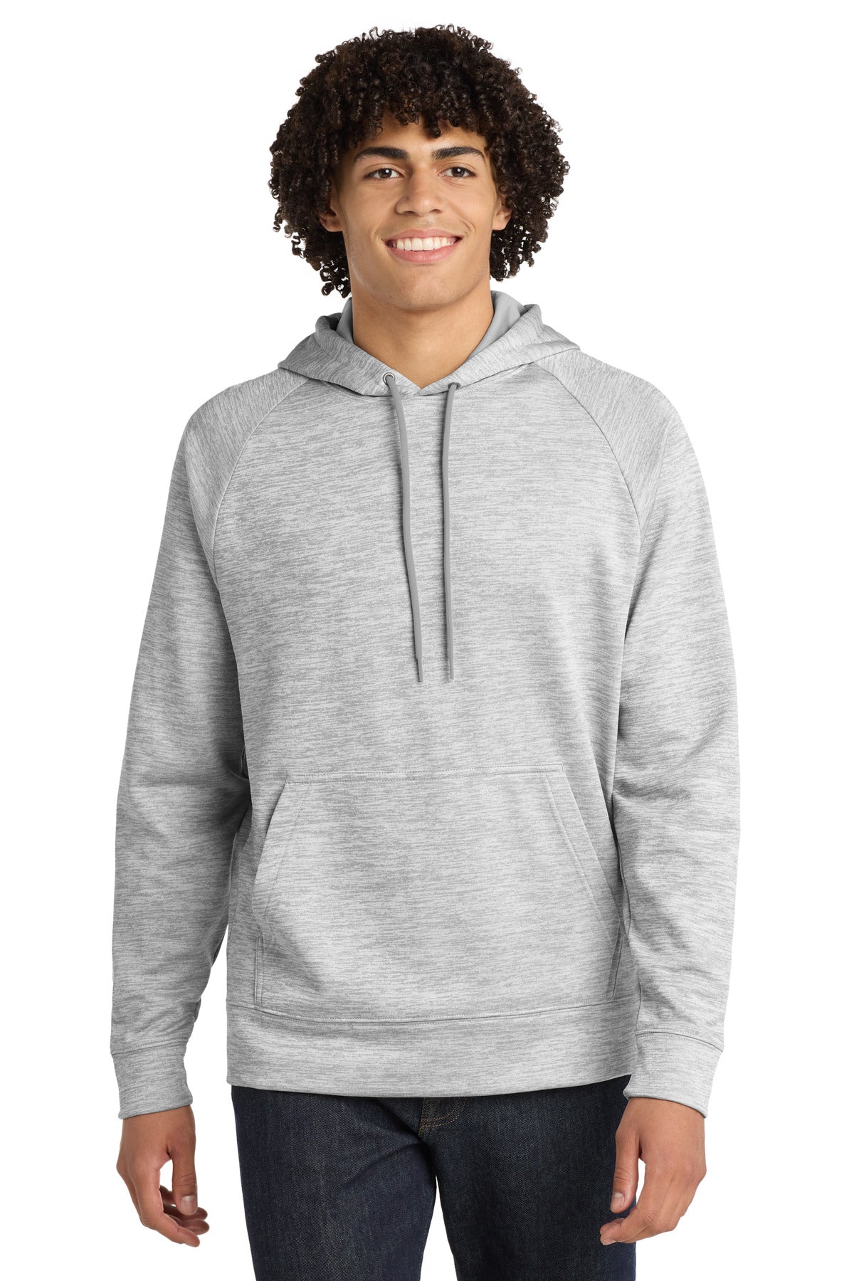 Custom logo Sport-Tek® PosiCharge® Electric Heather Fleece Hooded Pullover. ST225 in Silver Electric