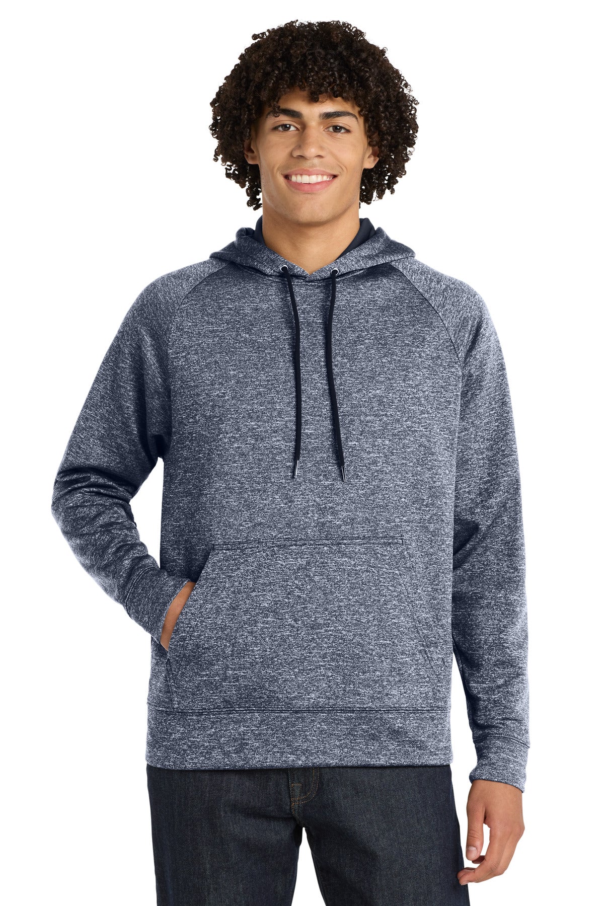 Custom logo Sport-Tek® PosiCharge® Electric Heather Fleece Hooded Pullover. ST225 in True Navy Electric