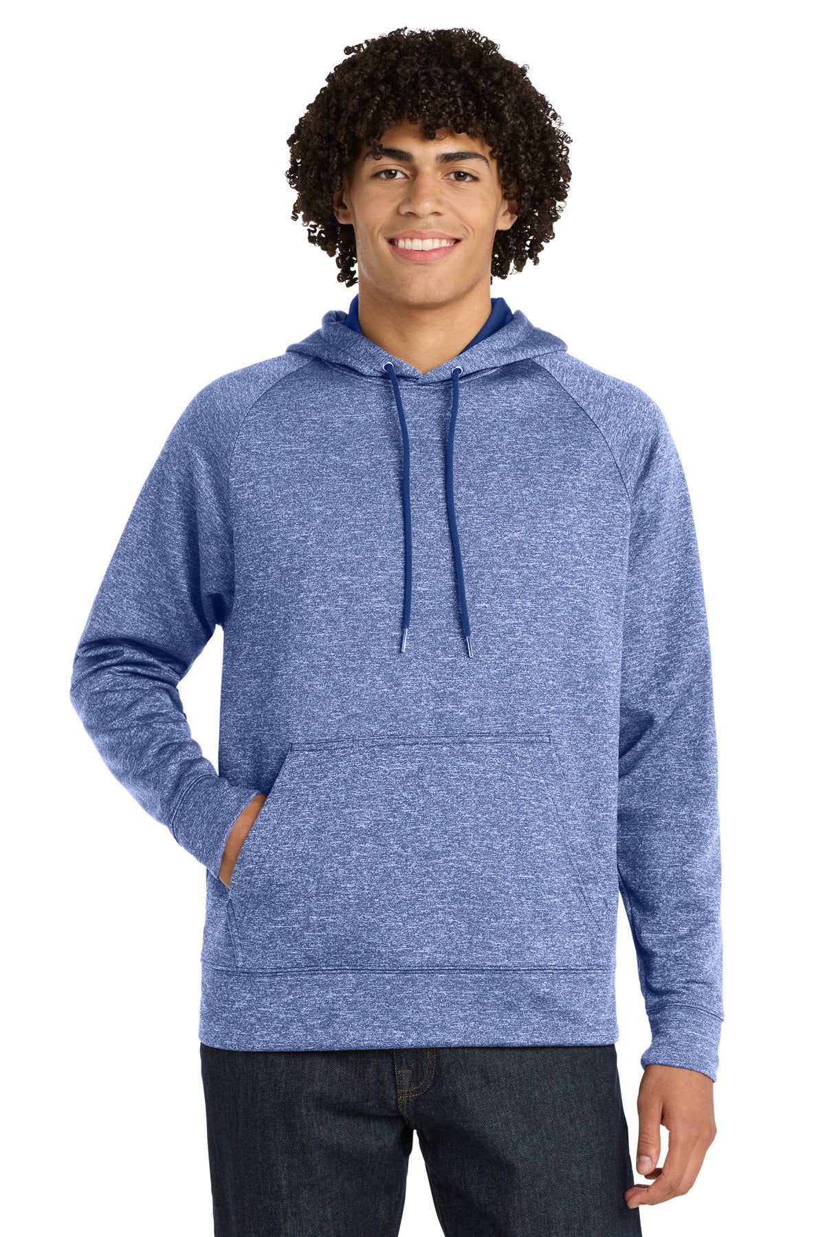 Custom logo Sport-Tek® PosiCharge® Electric Heather Fleece Hooded Pullover. ST225 in True Royal Electric