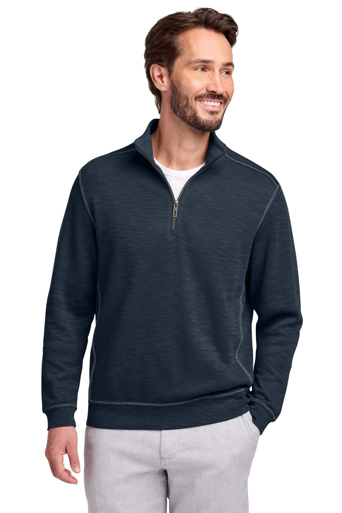 Custom logo Tommy Bahama® Tobago Bay 1/2-Zip ST226342TB in Blue Note
