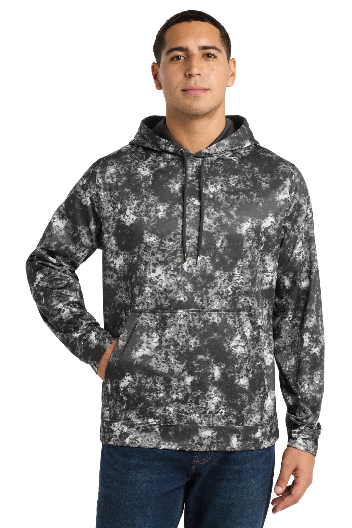 Custom logo Sport-Tek® Sport-Wick® Mineral Freeze Fleece Hooded Pullover. ST230 in Black