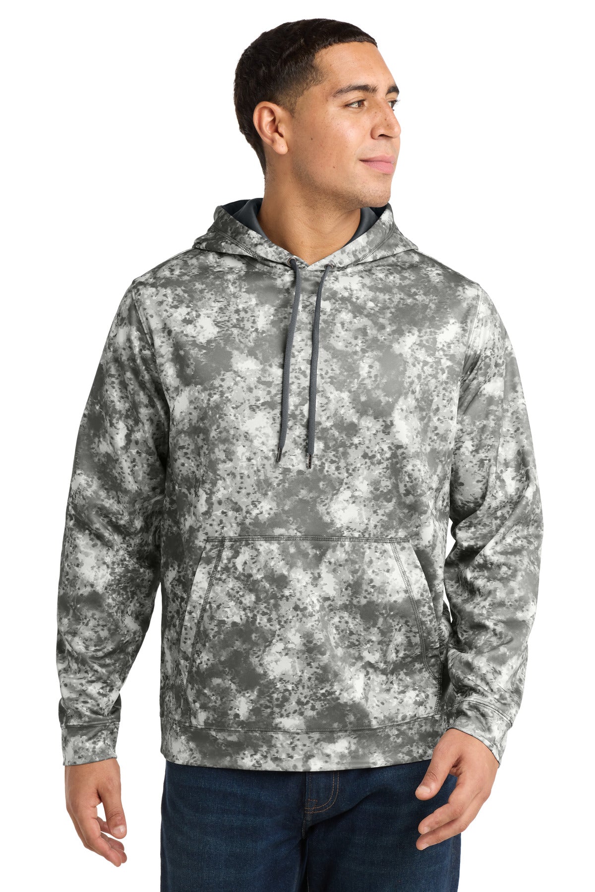 Custom logo Sport-Tek® Sport-Wick® Mineral Freeze Fleece Hooded Pullover. ST230 in Dark Smoke Grey