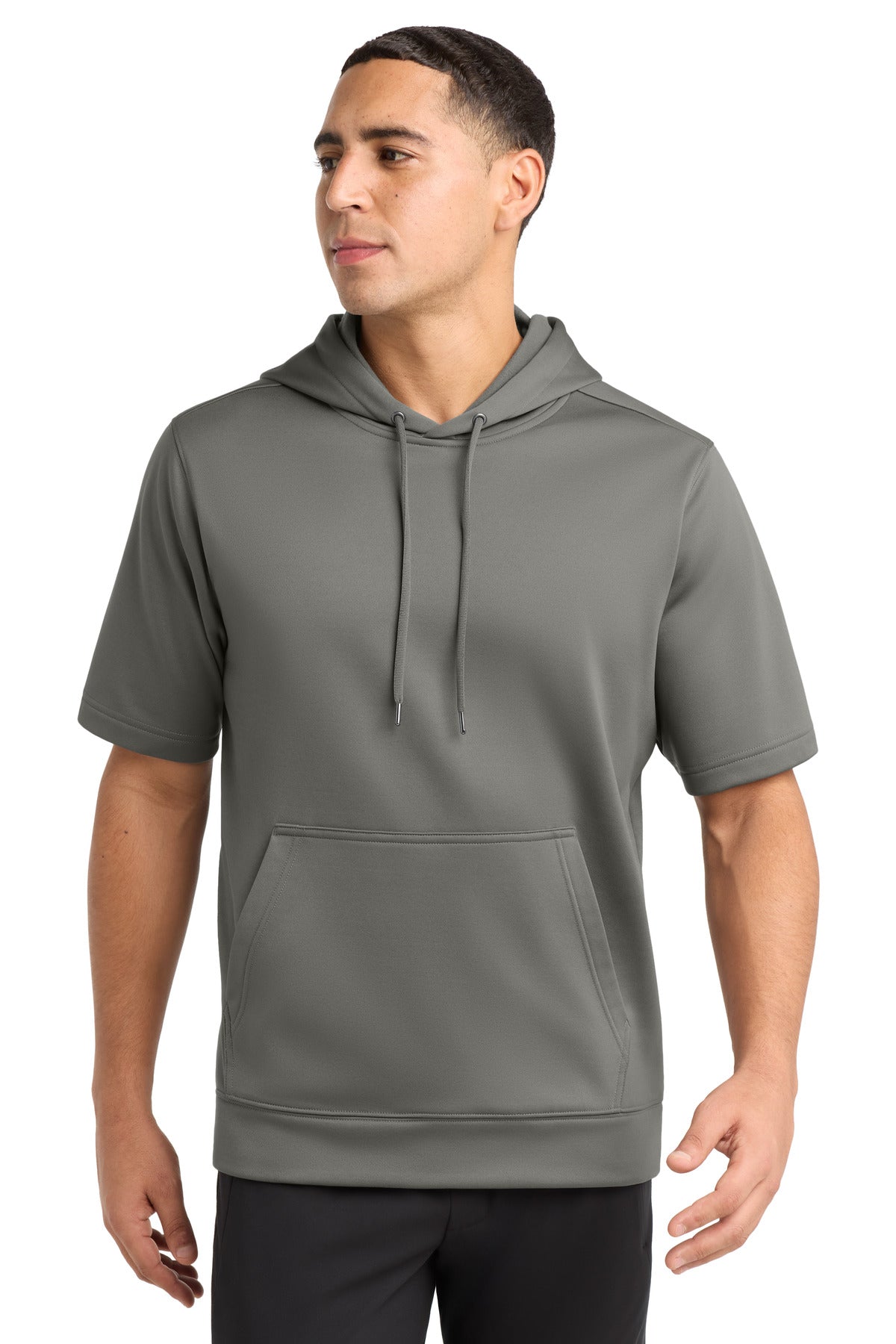 Custom logo Sport-Tek ® Sport-Wick ® Fleece Short Sleeve Hooded Pullover. ST251 in Dark Smoke Grey
