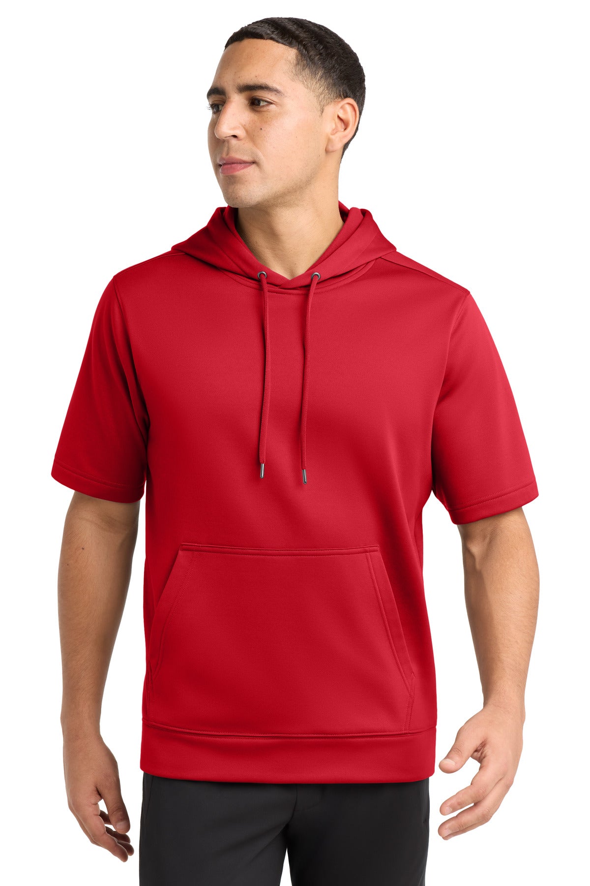 Custom logo Sport-Tek ® Sport-Wick ® Fleece Short Sleeve Hooded Pullover. ST251 in Deep Red