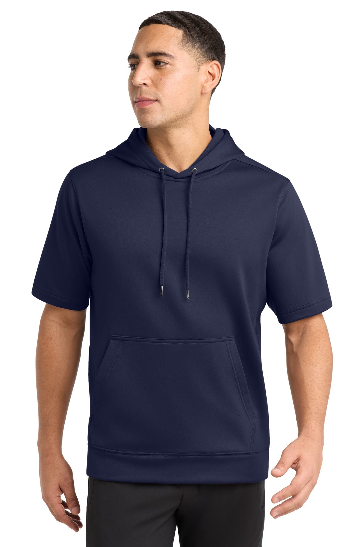 Custom logo Sport-Tek ® Sport-Wick ® Fleece Short Sleeve Hooded Pullover. ST251 in Navy