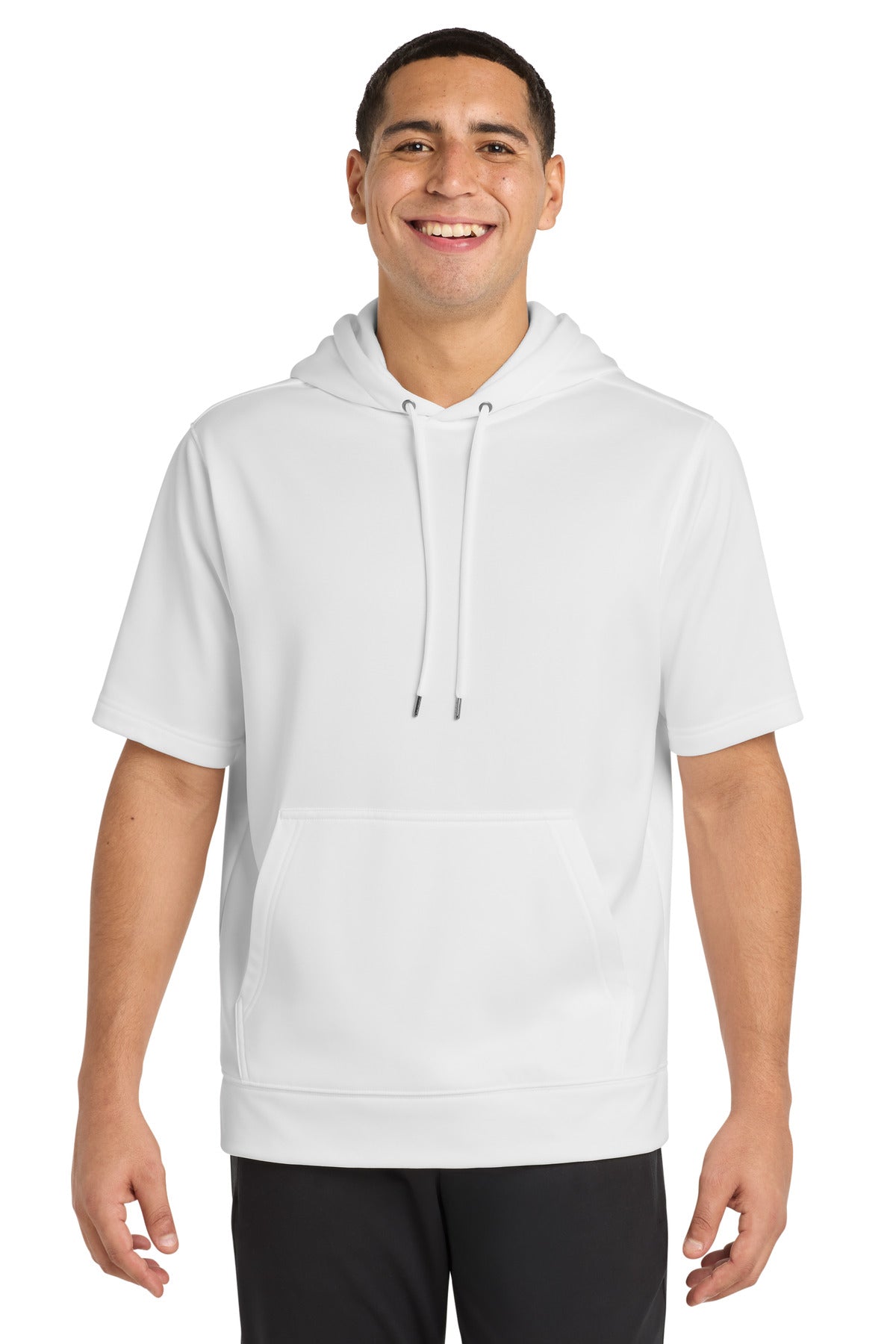 Custom logo Sport-Tek ® Sport-Wick ® Fleece Short Sleeve Hooded Pullover. ST251 in White