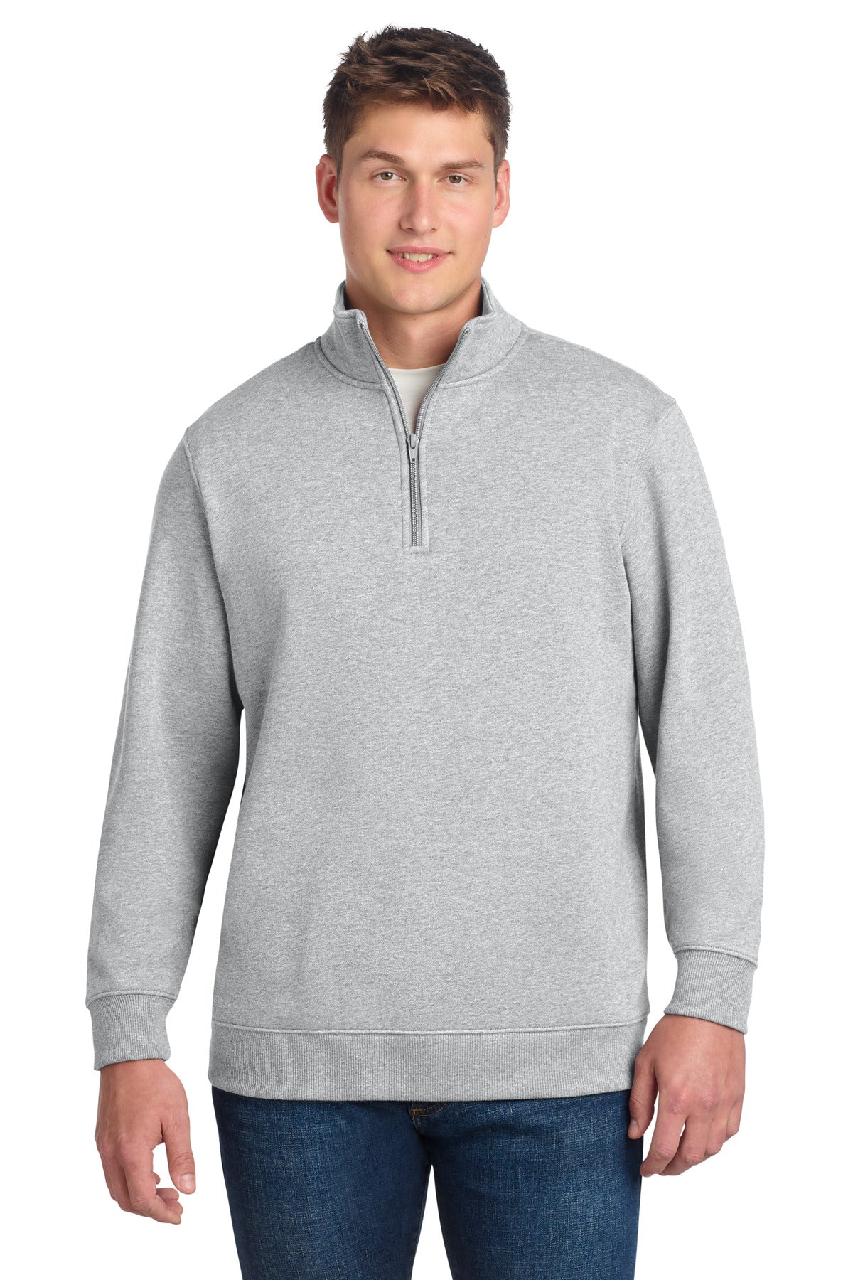 Custom logo Sport-Tek® 1/4-Zip Sweatshirt. ST253 in Athletic Heather