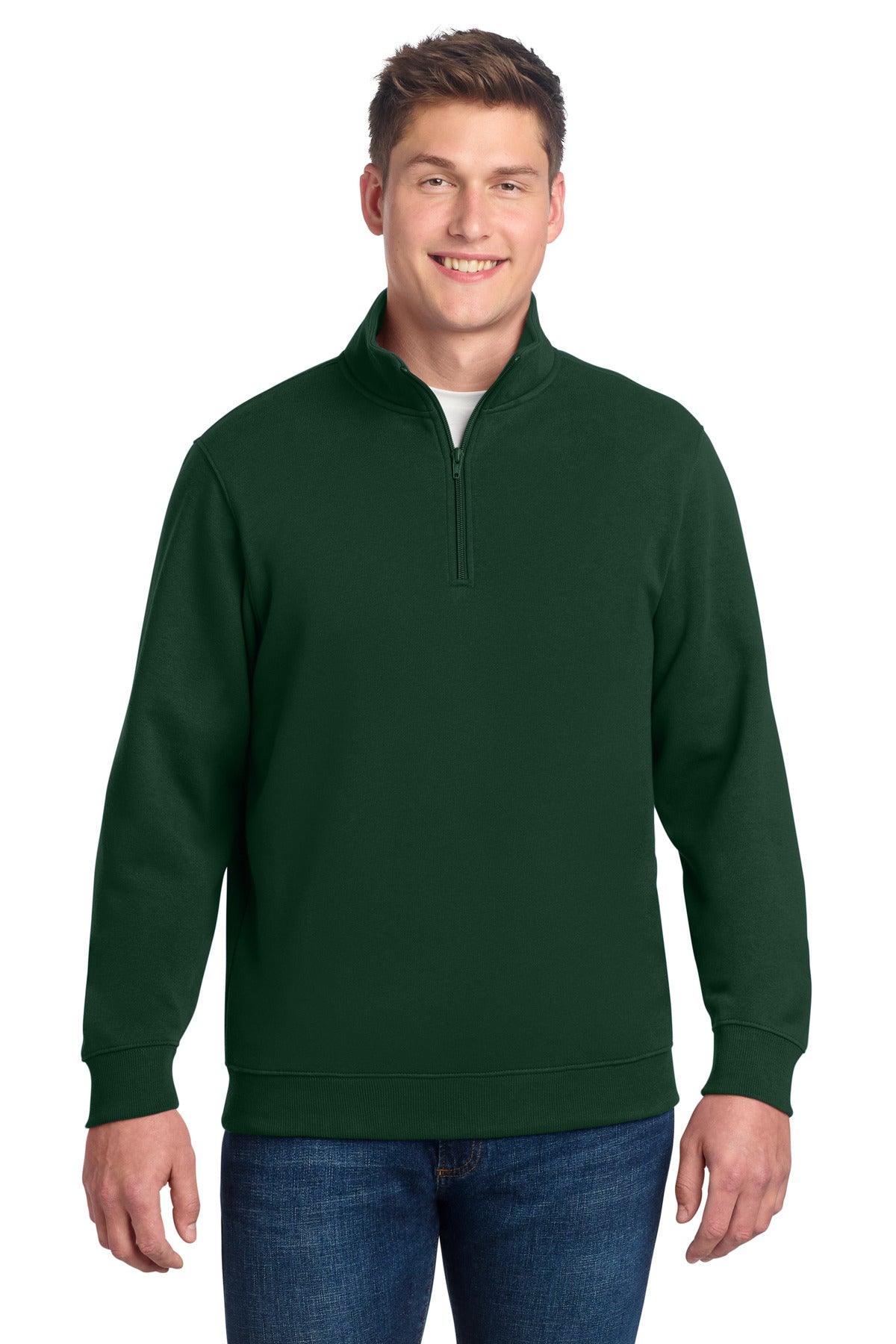 Custom logo Sport-Tek® 1/4-Zip Sweatshirt. ST253 in Forest Green