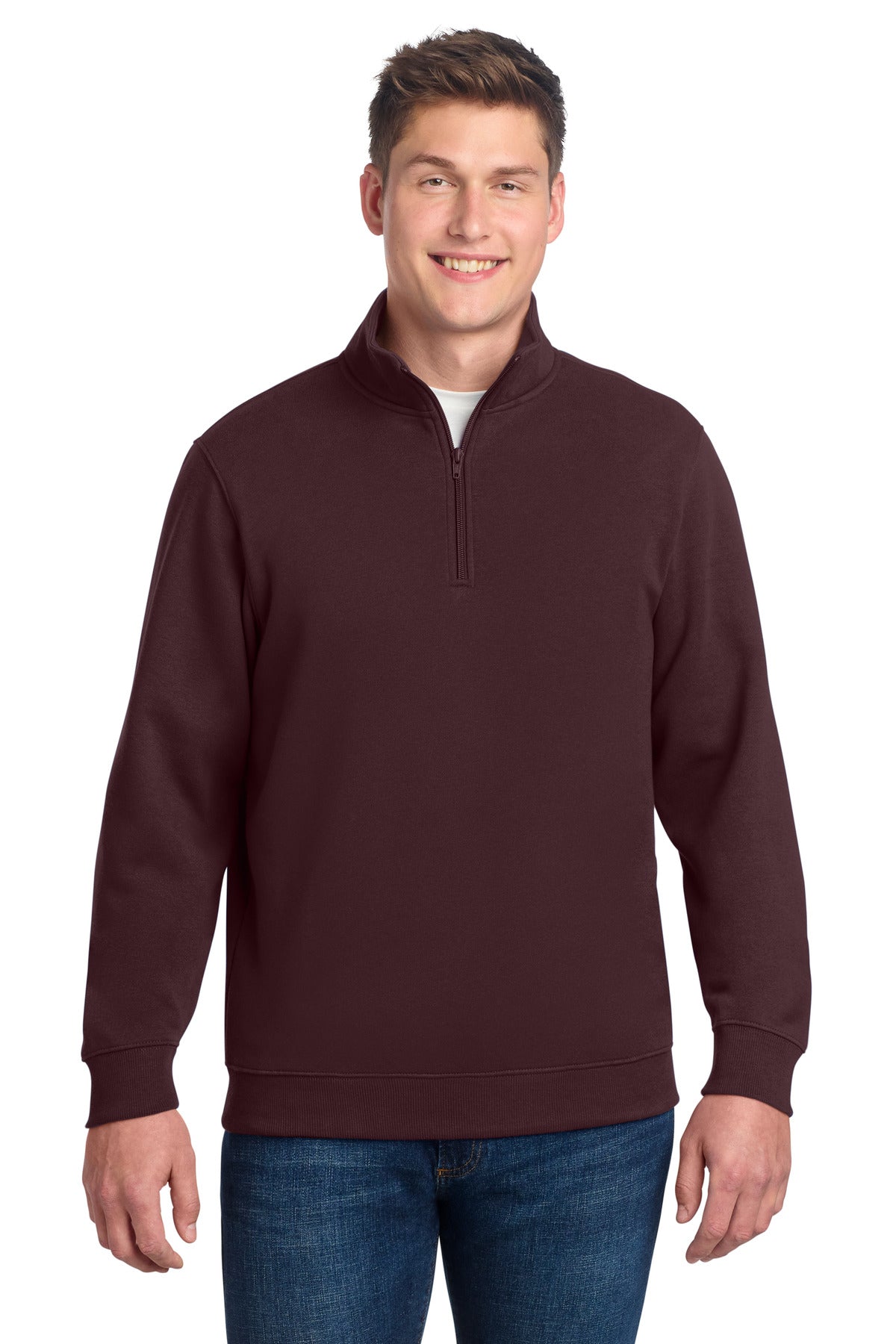 Custom logo Sport-Tek® 1/4-Zip Sweatshirt. ST253 in Maroon