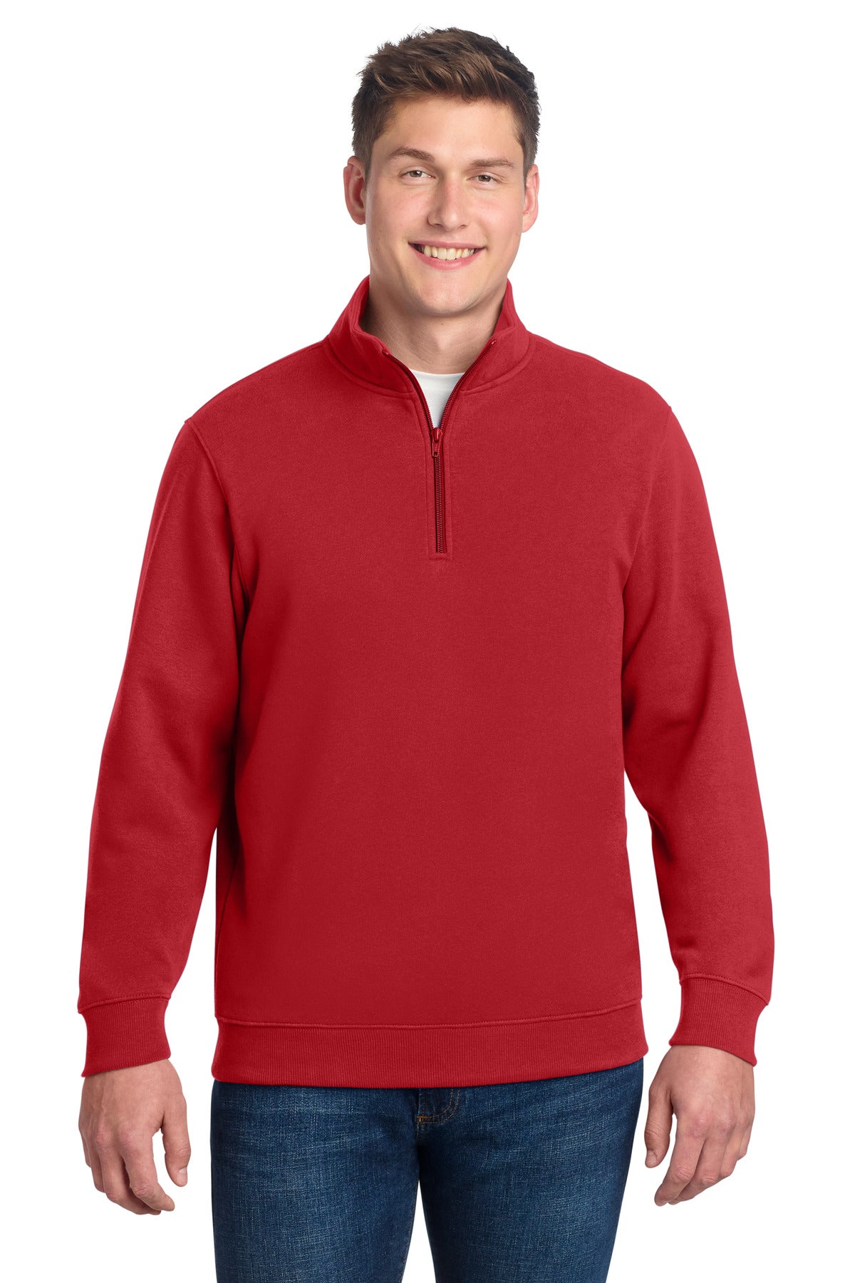 Custom logo Sport-Tek® 1/4-Zip Sweatshirt. ST253 in True Red