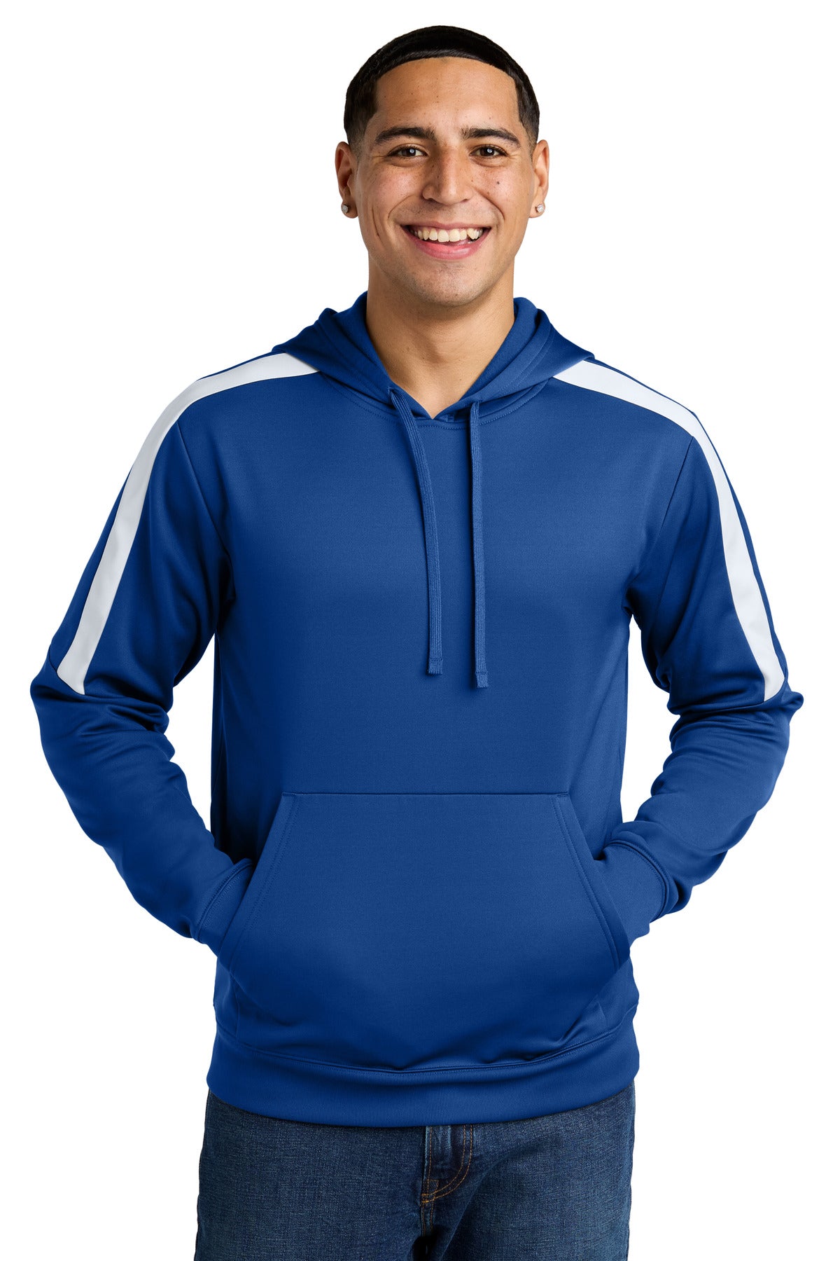 Custom logo Sport-Tek® Sport-Wick® Fleece United Pullover Hoodie ST255 in True Royal/ White