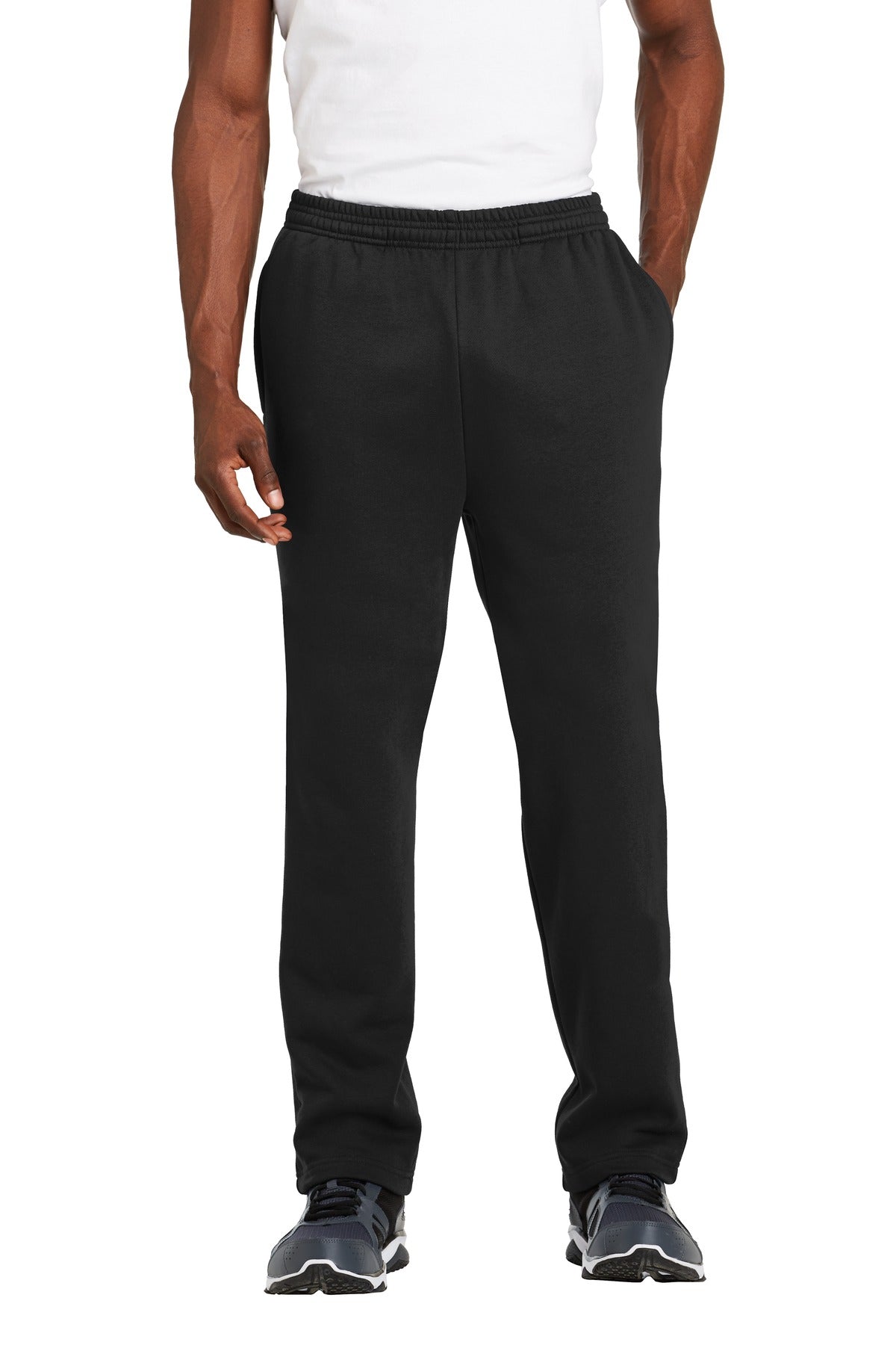 Custom logo Sport-Tek® Open Bottom Sweatpant. ST257 in Black