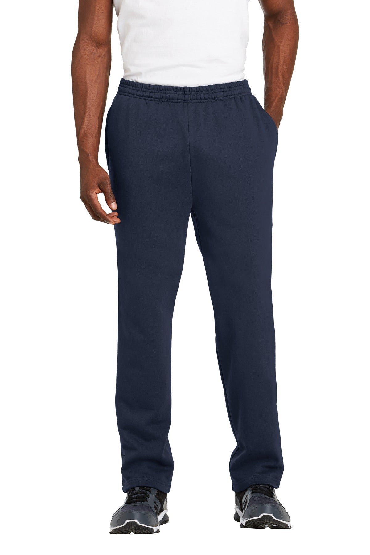 Custom logo Sport-Tek® Open Bottom Sweatpant. ST257 in True Navy