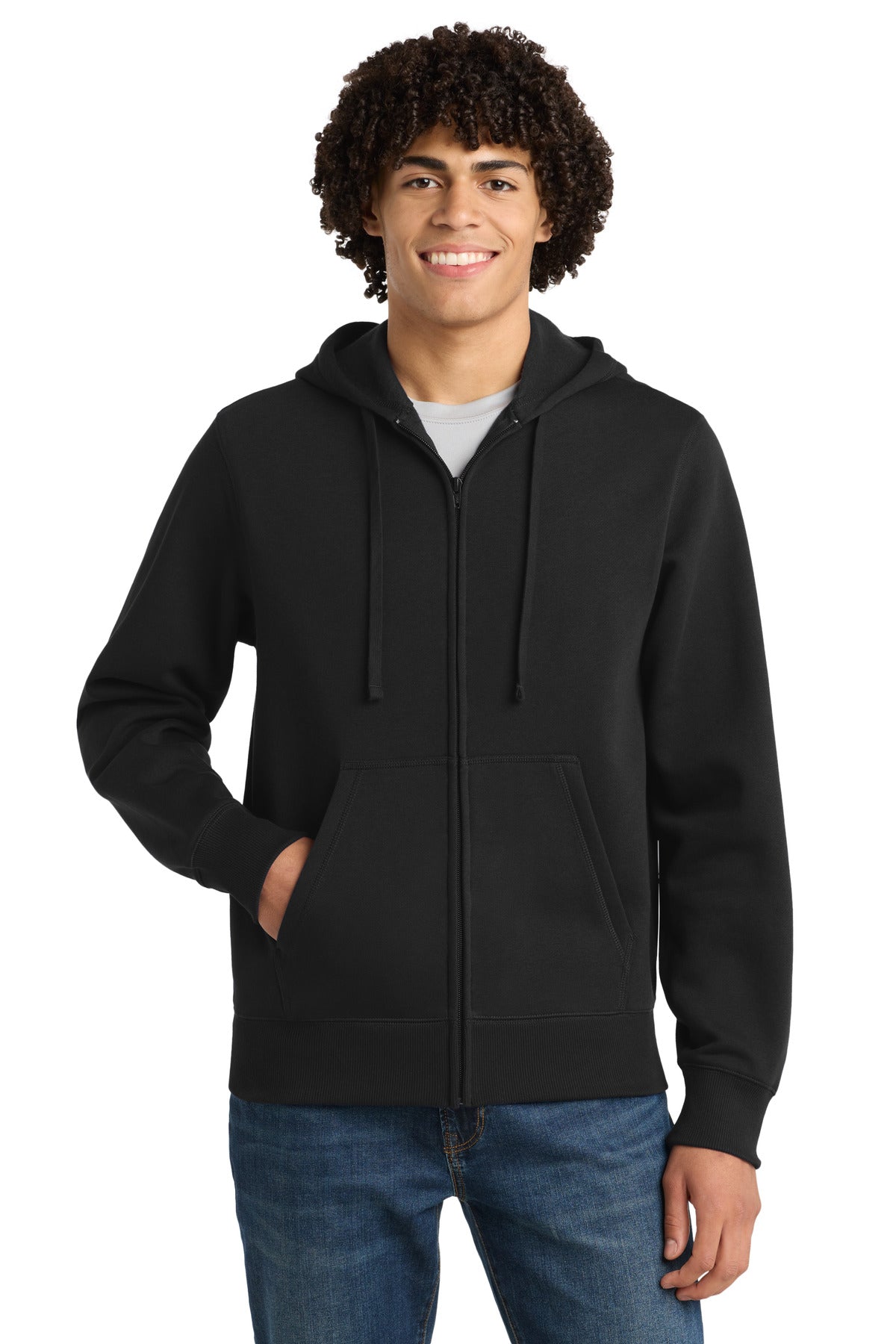 Custom logo Sport-Tek® Full-Zip Hooded Sweatshirt. ST258 in Black