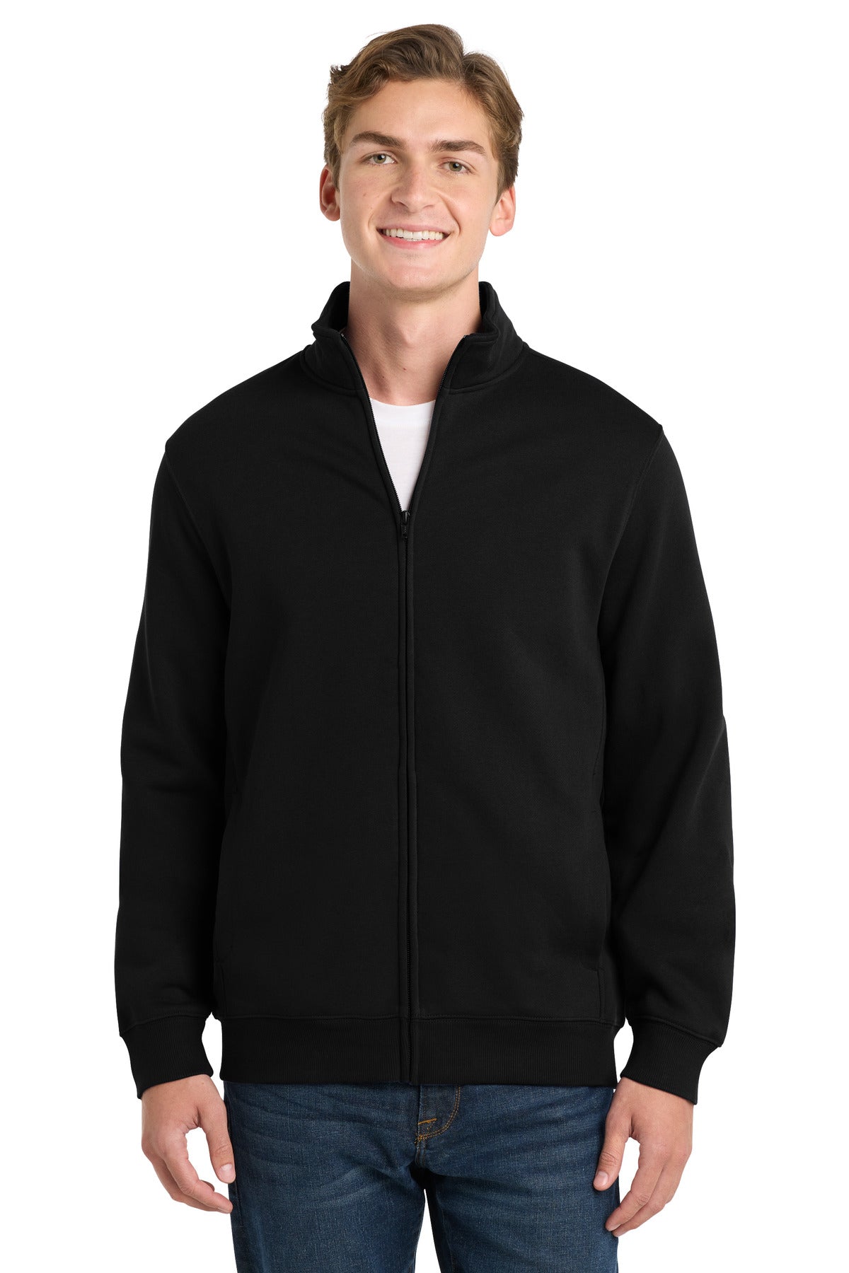 Custom logo Sport-Tek® Full-Zip Sweatshirt. ST259 in Black