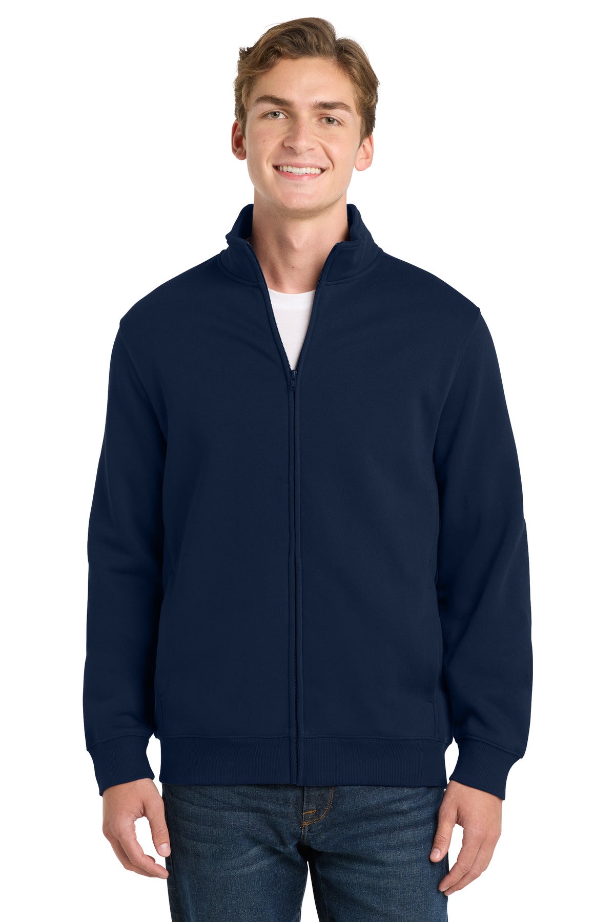 Custom logo Sport-Tek® Full-Zip Sweatshirt. ST259 in True Navy