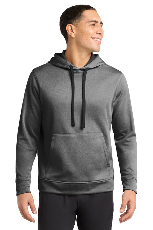 Custom logo Sport-Tek ® PosiCharge ® Sport-Wick ® Heather Fleece Hooded Pullover. ST264 in Black Heather